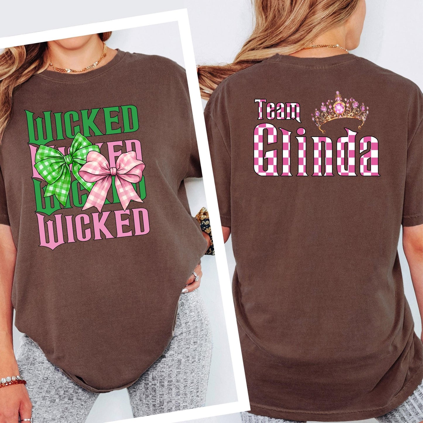 Custom For Good Wicked Comfort Colors® Shirt, Wizard Fan T-shirt, Elphaba and Glinda , 2 Side Wicked Tees