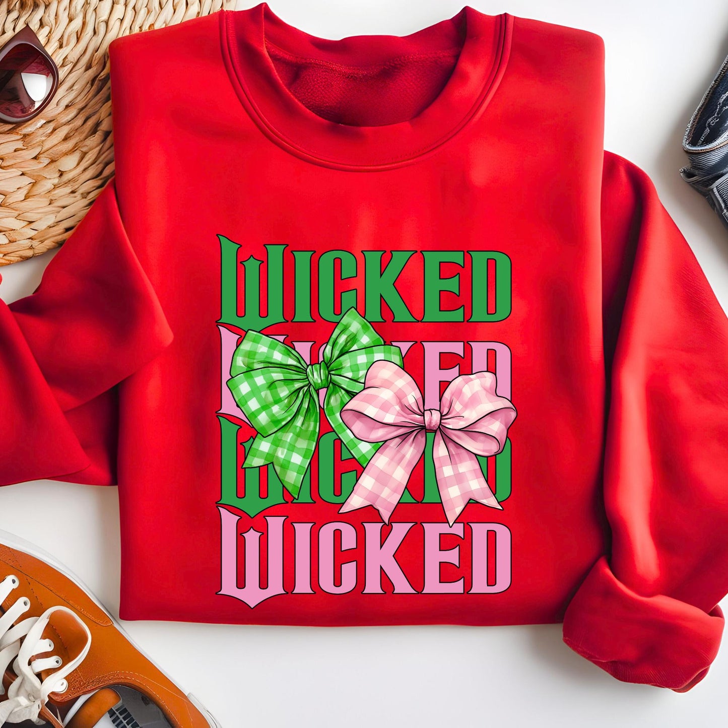 Wizard Bow Sweatshirt, For Good Wicked Sweat, Pink Green Coquette 2 Side Hoodie, Musical Movie Outfit