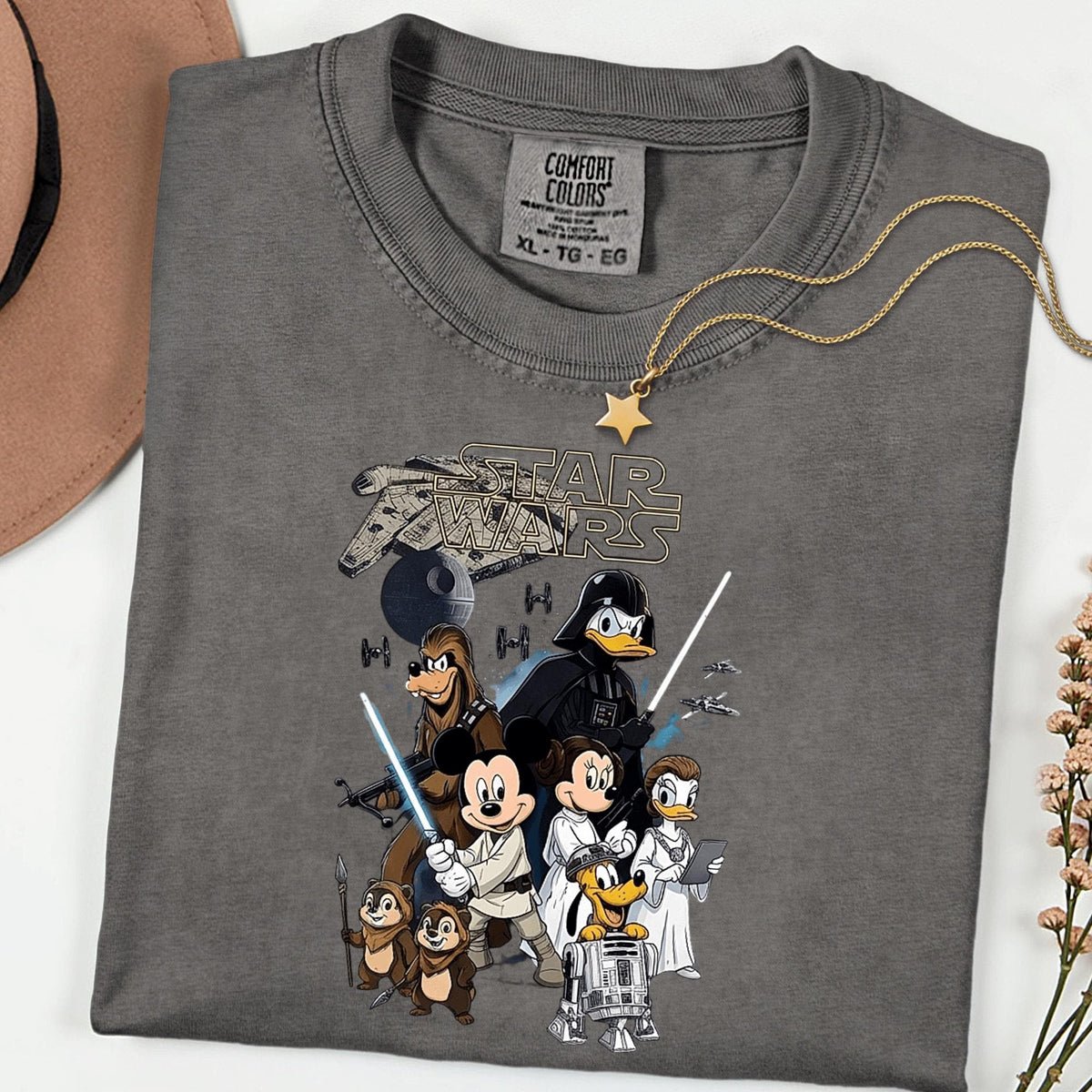 Comfort Colors® Star Wars Sci Fi Graphic Tee, Space Hero Cartoon Shirt, Vintage Wash Unisex T Shirt, Geek Gift Tee