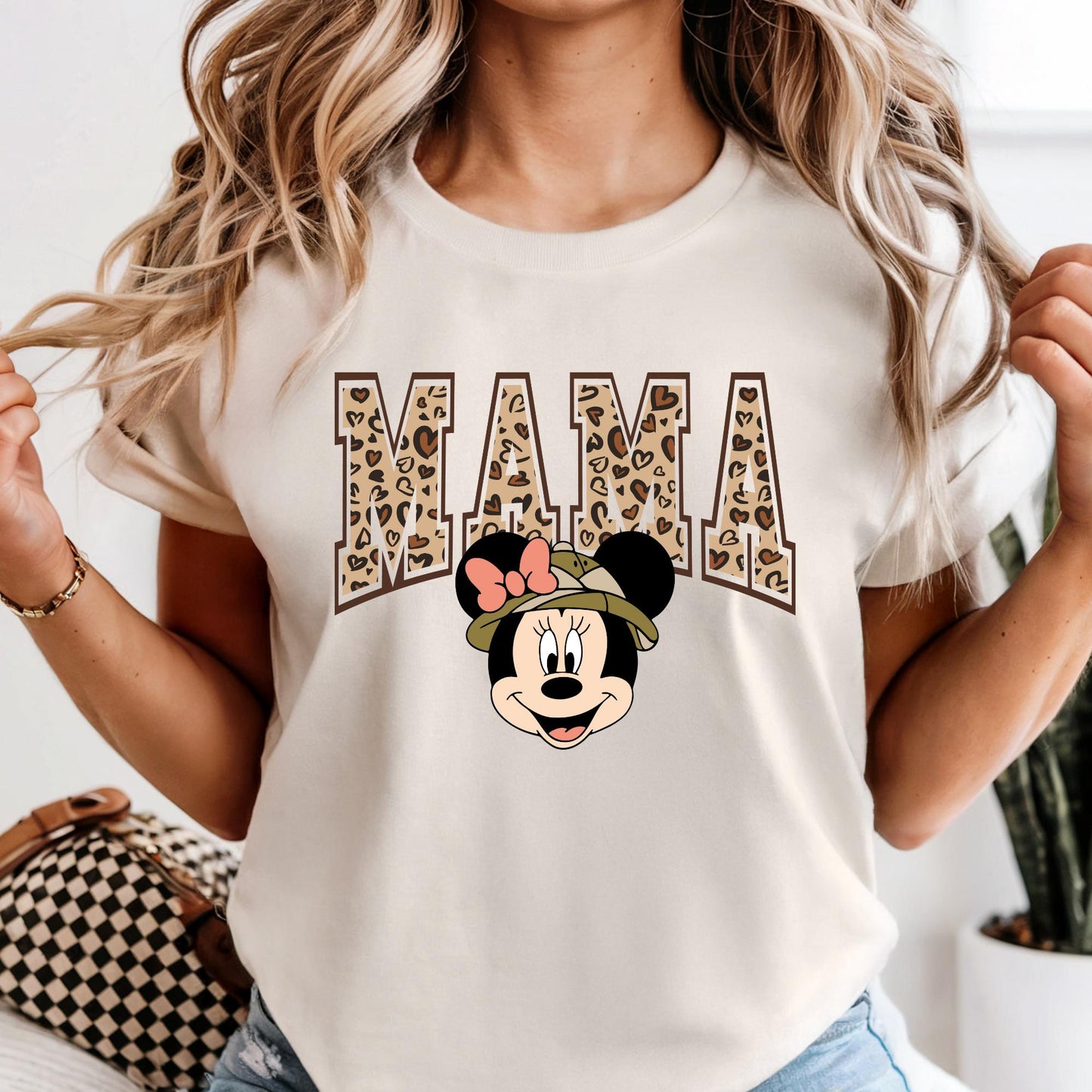 Comfort Colors® Mama Mini Matching Shirt, Leopard Minnie Tee, Disney Vacation Long Sleeve Tshirt