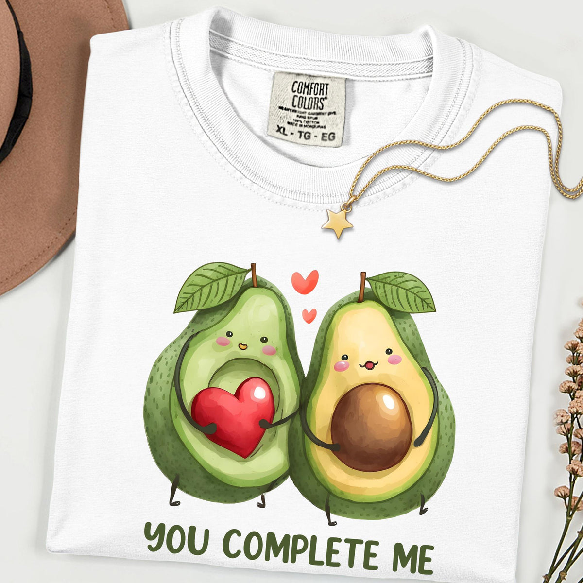 Comfort Colors® You Complete Me Shirt, Avocado Couple Tee, Cute Food Love Shirt, Valentine Graphic T Shirt, Funny Couple Gift