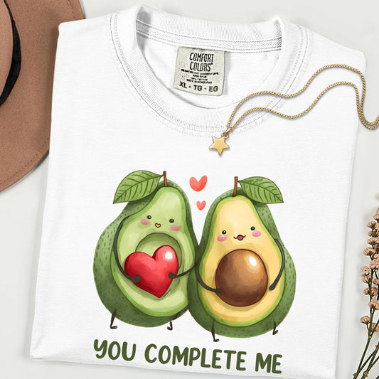 Comfort Colors® You Complete Me Shirt, Avocado Couple Tee, Cute Food Love Shirt, Valentine Graphic T Shirt, Funny Couple Gift