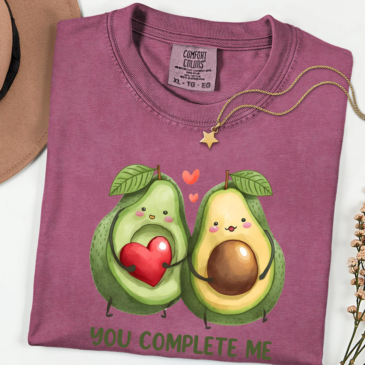 Comfort Colors® You Complete Me Shirt, Avocado Couple Tee, Cute Food Love Shirt, Valentine Graphic T Shirt, Funny Couple Gift