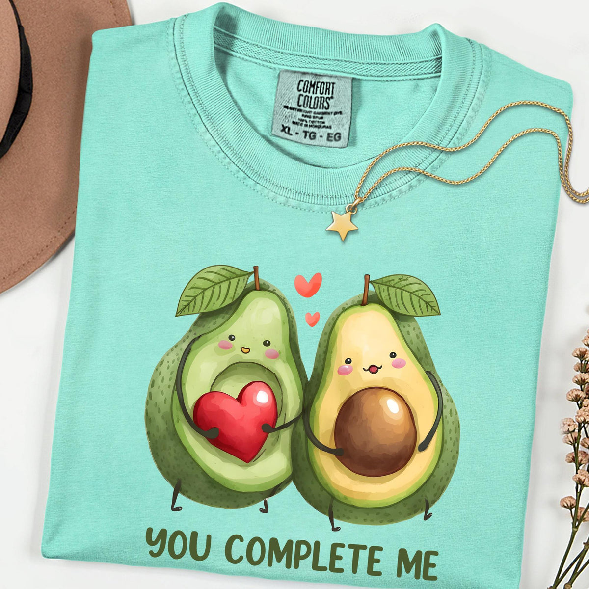 Comfort Colors® You Complete Me Shirt, Avocado Couple Tee, Cute Food Love Shirt, Valentine Graphic T Shirt, Funny Couple Gift