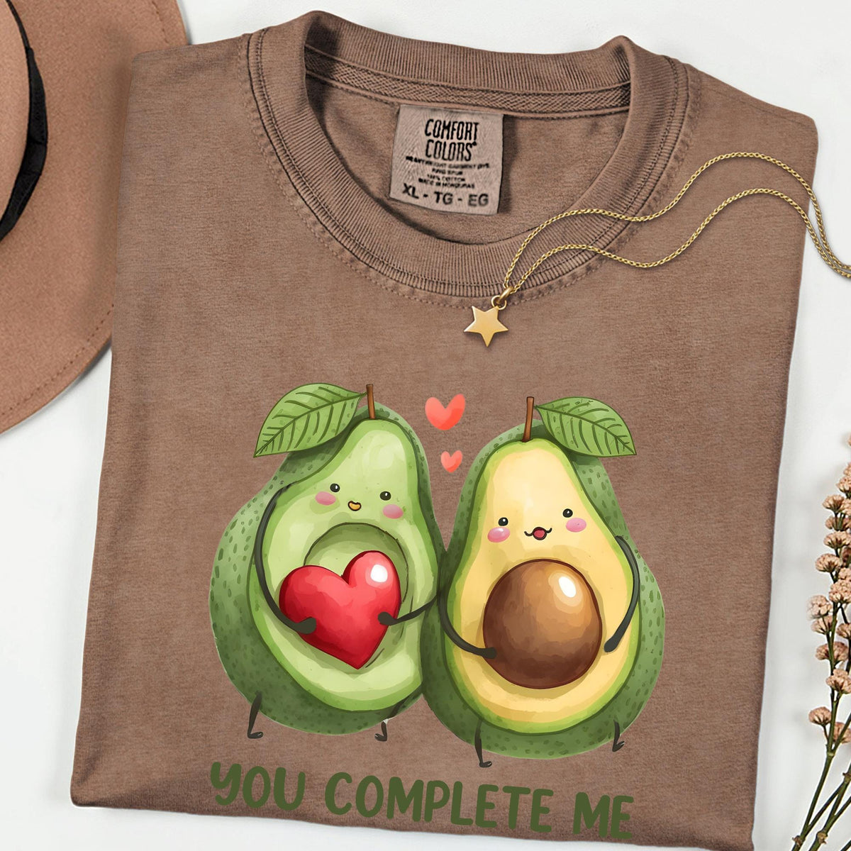 Comfort Colors® You Complete Me Shirt, Avocado Couple Tee, Cute Food Love Shirt, Valentine Graphic T Shirt, Funny Couple Gift