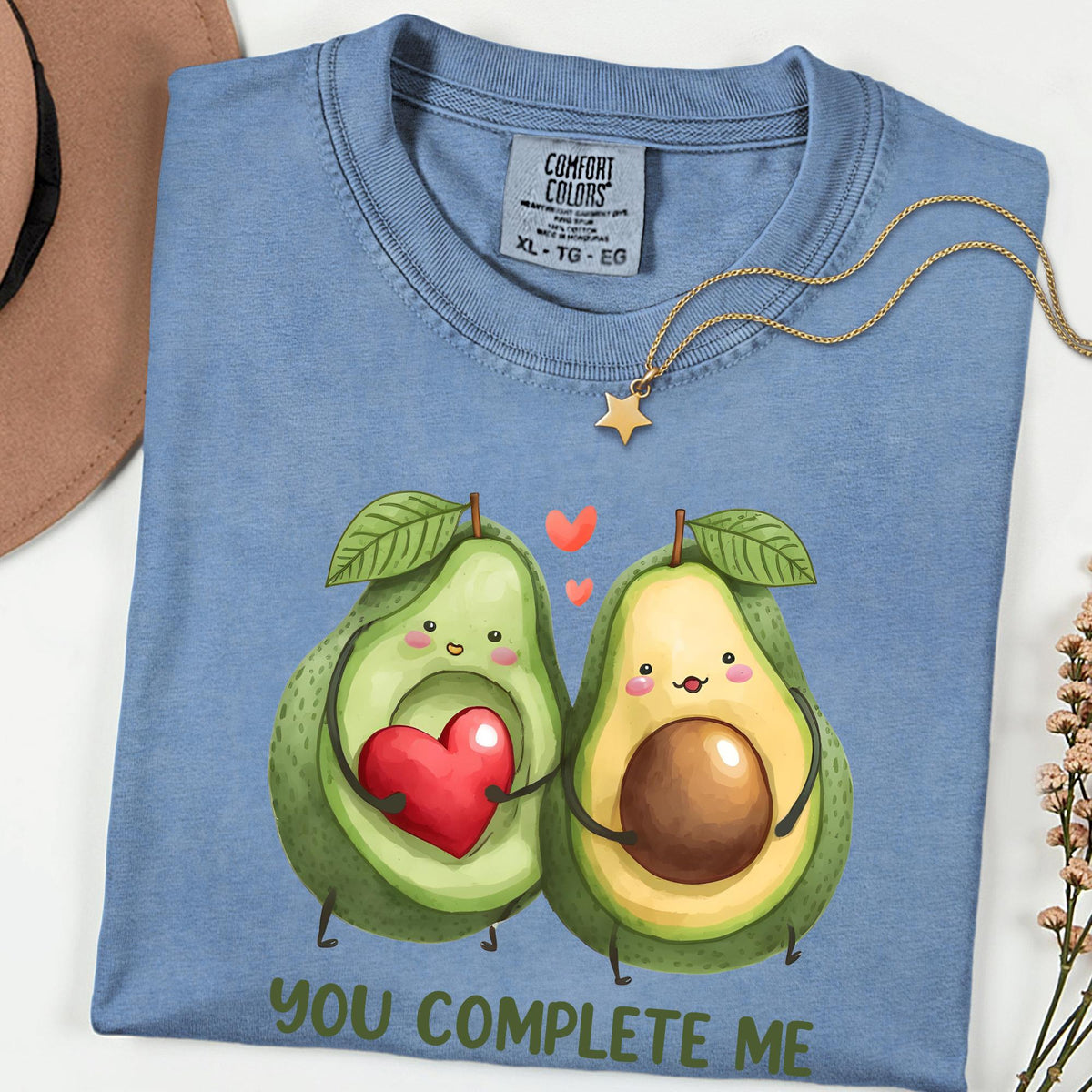 Comfort Colors® You Complete Me Shirt, Avocado Couple Tee, Cute Food Love Shirt, Valentine Graphic T Shirt, Funny Couple Gift