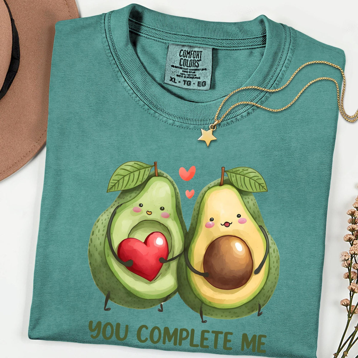 Comfort Colors® You Complete Me Shirt, Avocado Couple Tee, Cute Food Love Shirt, Valentine Graphic T Shirt, Funny Couple Gift