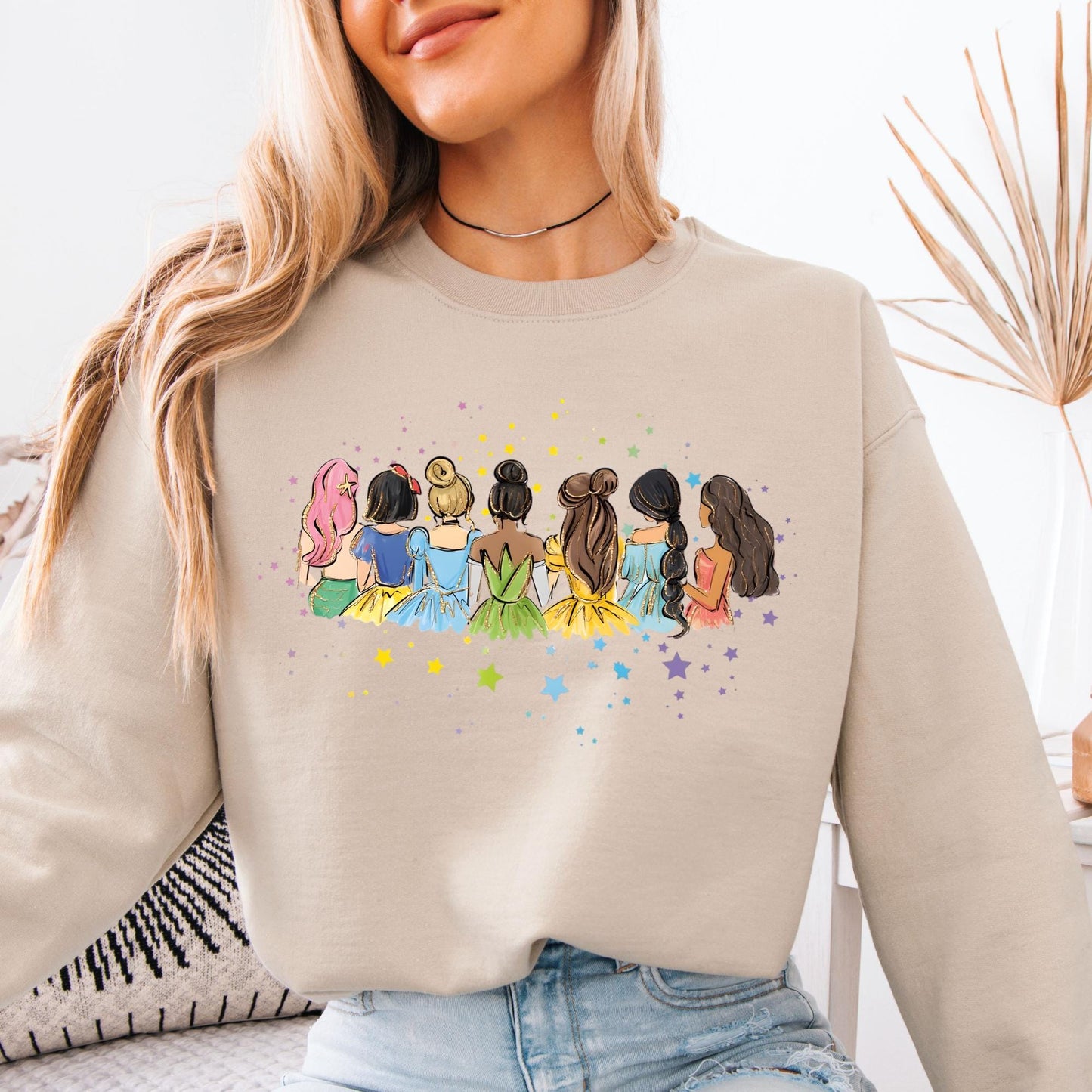 Watercolor Disney All Princess Sweatshirt, Disney Trip Hoodie, Disneyworld Princess Sweat Gift