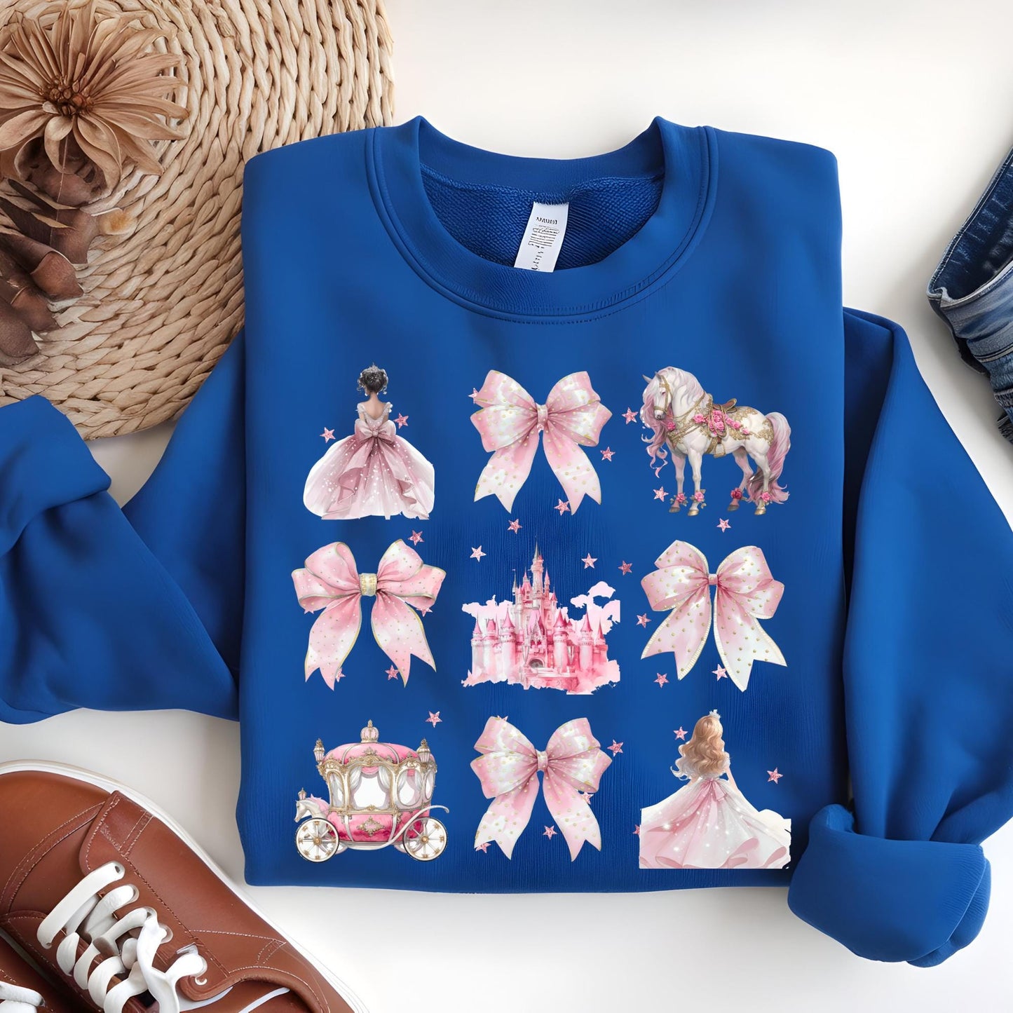 Disney Cinderella Watercolor Coquette Bow Sweatshirt, Cinderella Princess Sweat, Magic Kingdom Disneyland Birthday Hoodie