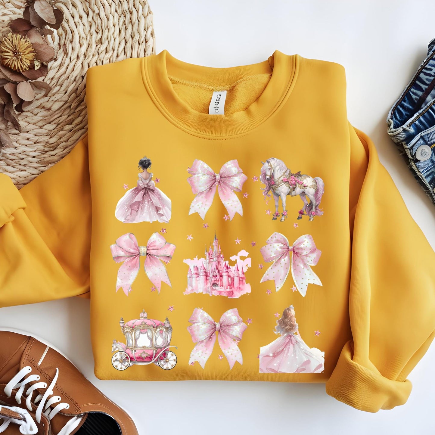 Disney Cinderella Watercolor Coquette Bow Sweatshirt, Cinderella Princess Sweat, Magic Kingdom Disneyland Birthday Hoodie