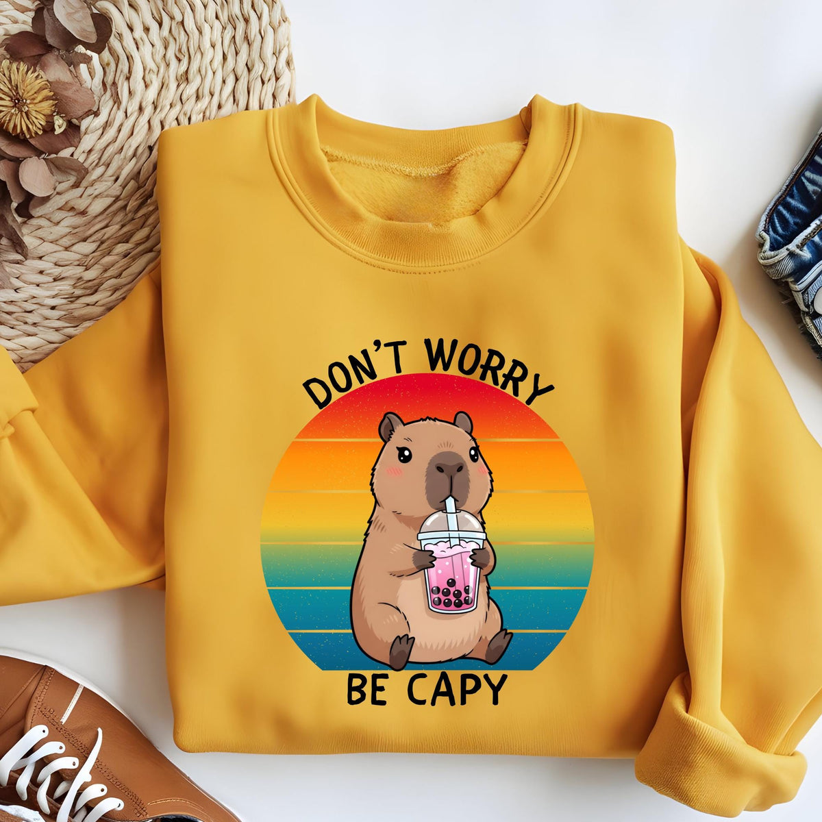Don’t Worry Be Capy Capybara Funny Meme T-Shirt