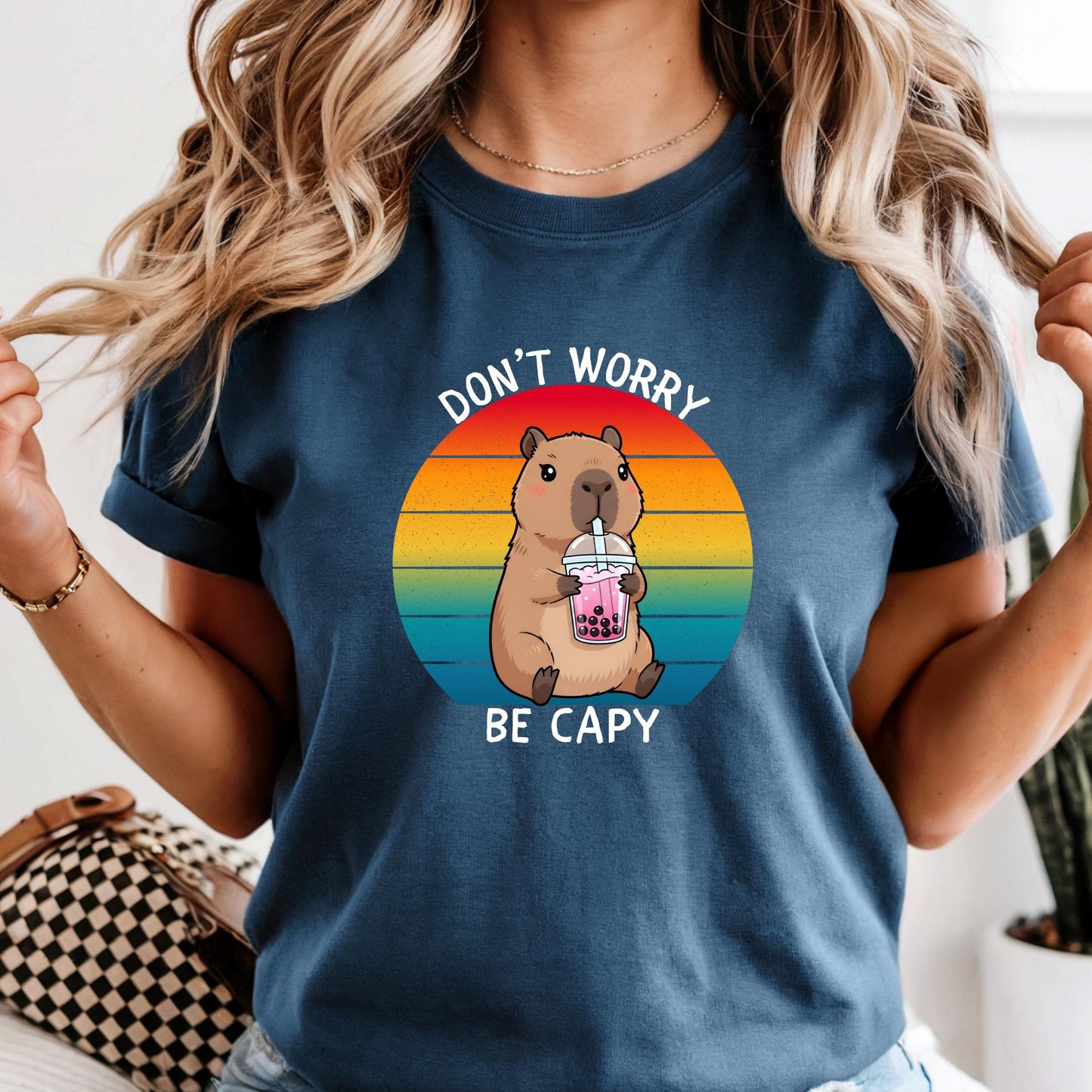Custom Comfort Colors® Don't Worry Be Capy Shirt, Chill Vibes Only Funny Meme Shirt, Best Friend Gift