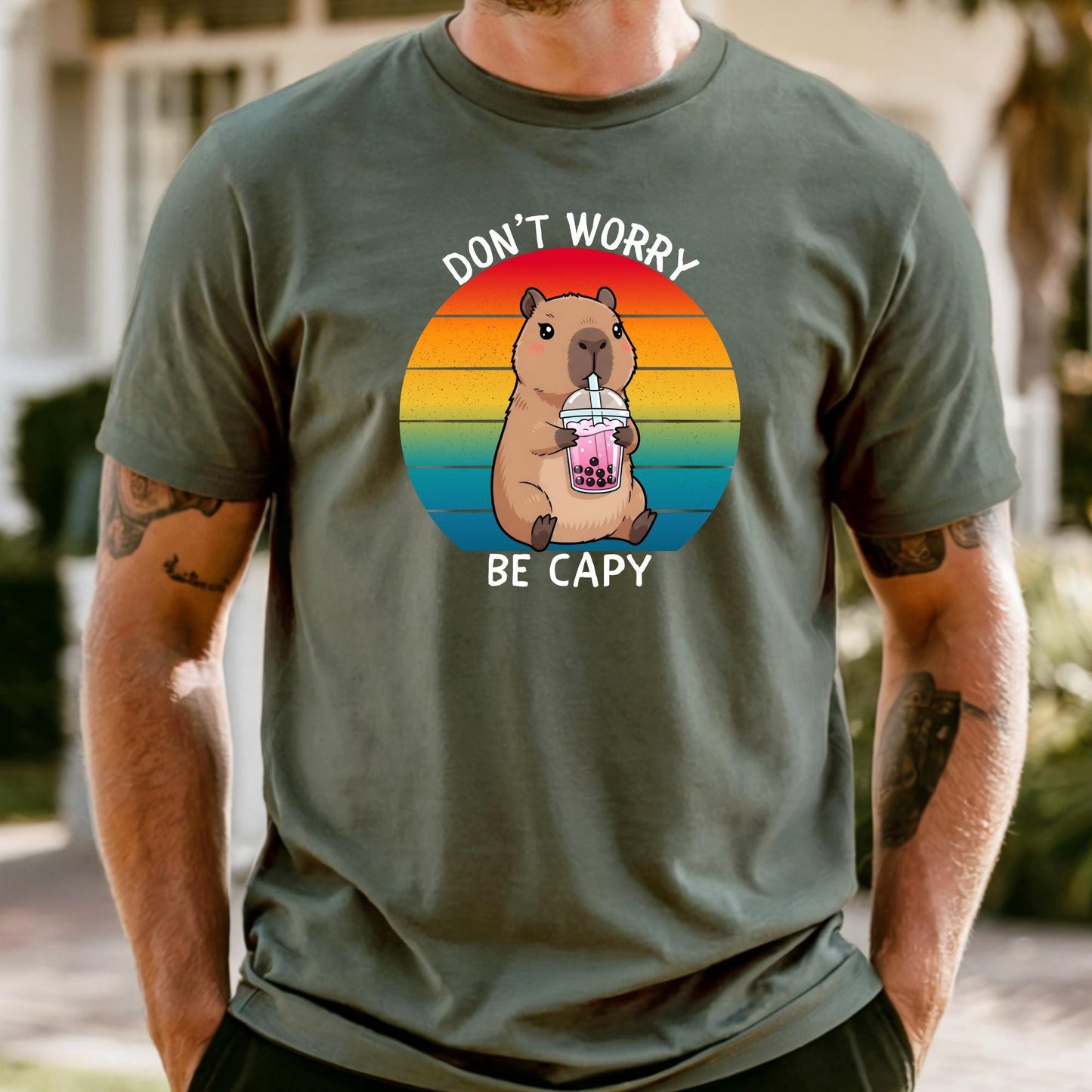 Custom Comfort Colors® Don't Worry Be Capy Shirt, Chill Vibes Only Funny Meme Shirt, Best Friend Gift