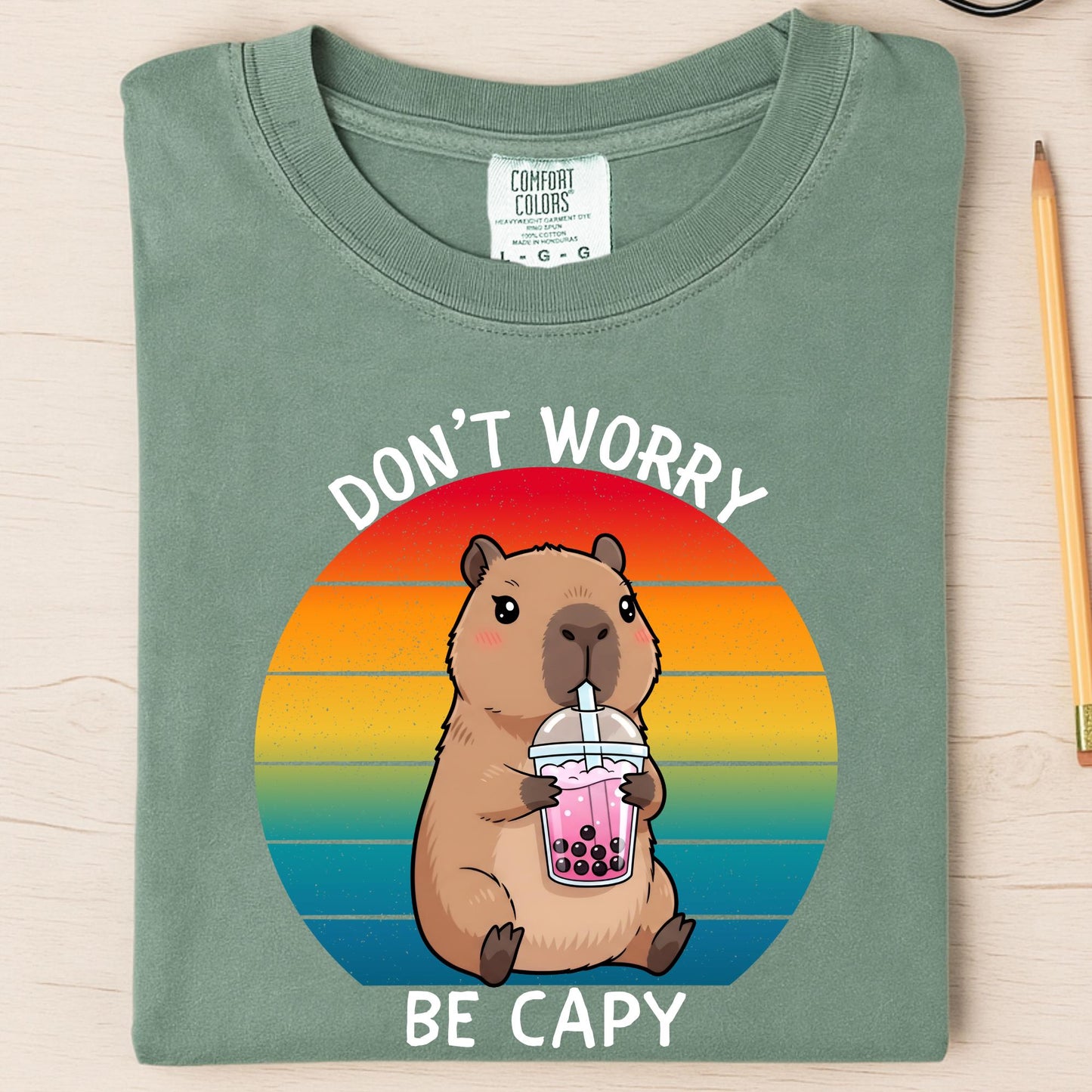Custom Comfort Colors® Don't Worry Be Capy Shirt, Chill Vibes Only Funny Meme Shirt, Best Friend Gift