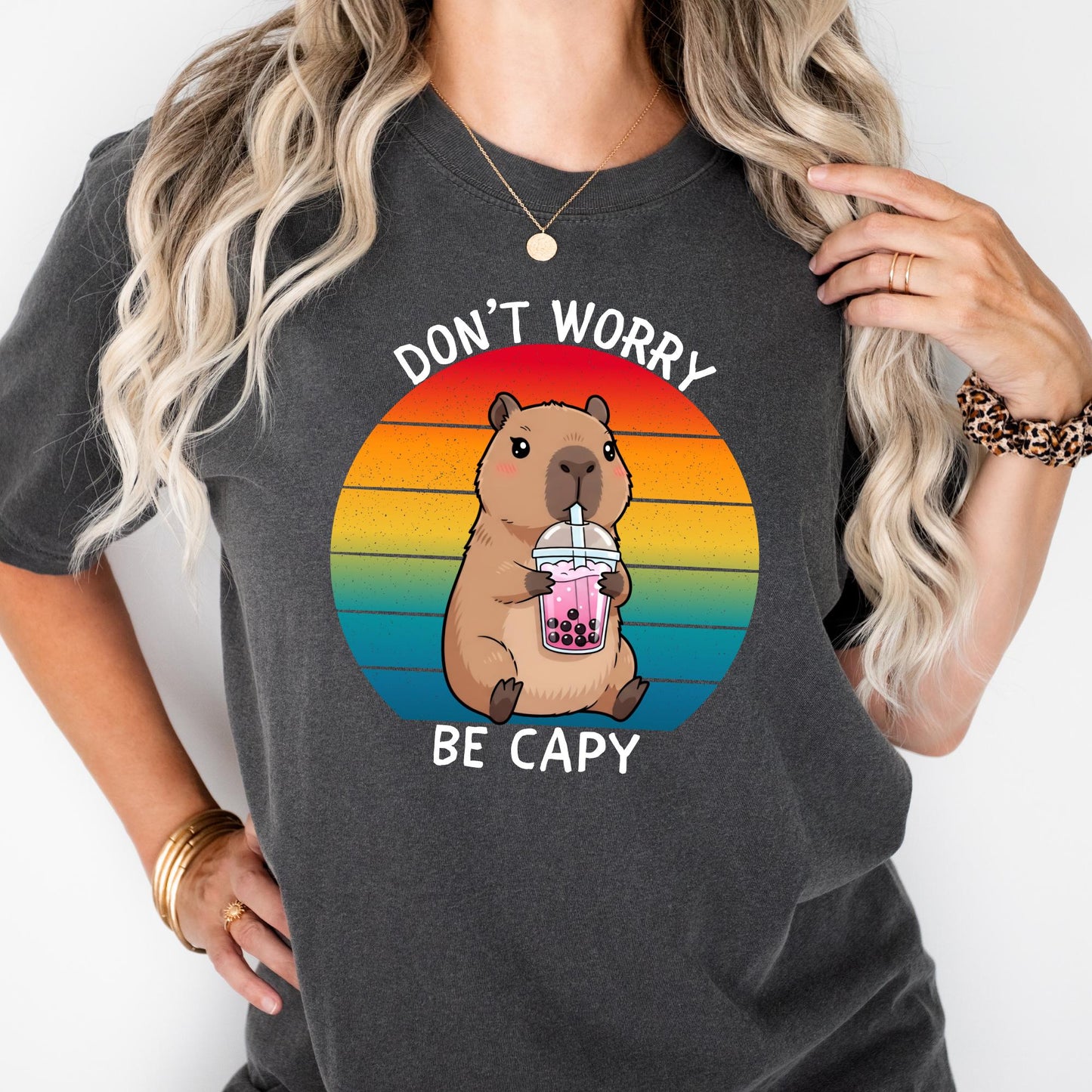 Custom Comfort Colors® Don't Worry Be Capy Shirt, Chill Vibes Only Funny Meme Shirt, Best Friend Gift