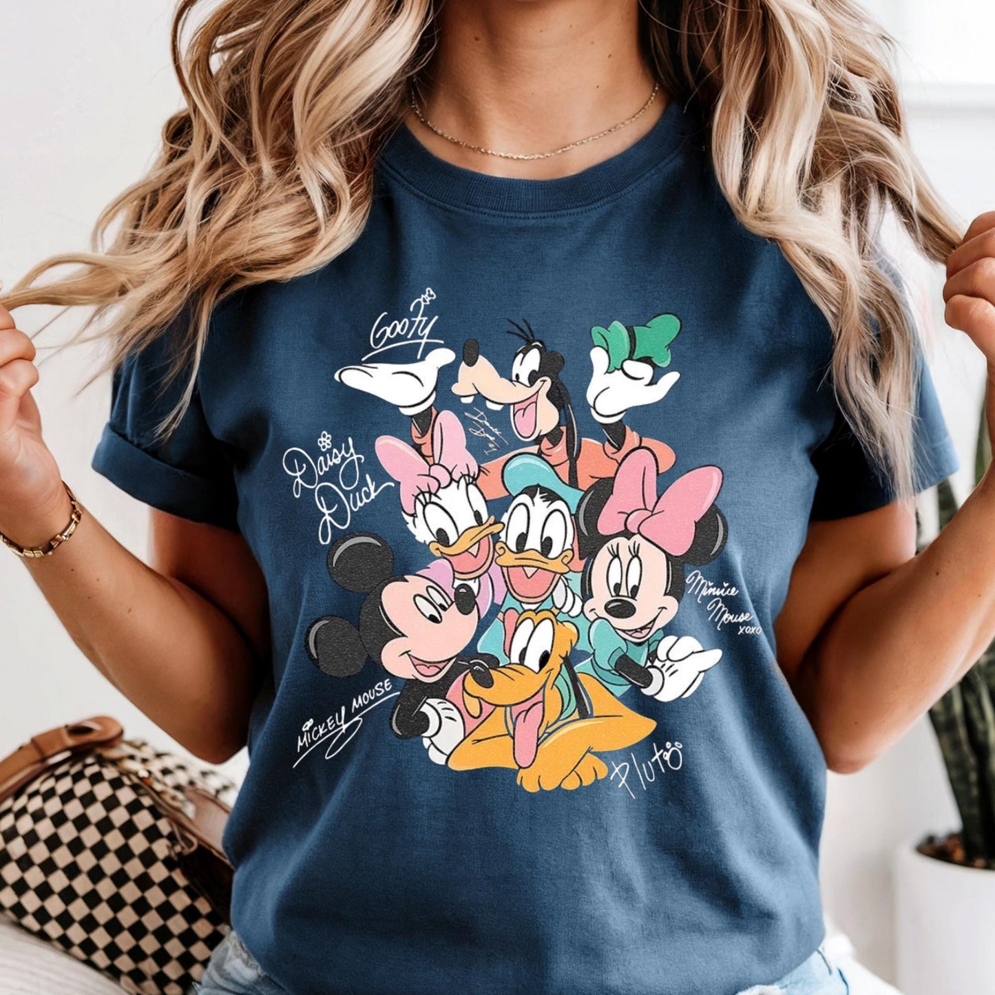 Comfort Colors® Mickey and Friends Signatures Shirt, Disney Characters Tee, Retro Mickey & Co Tshirt