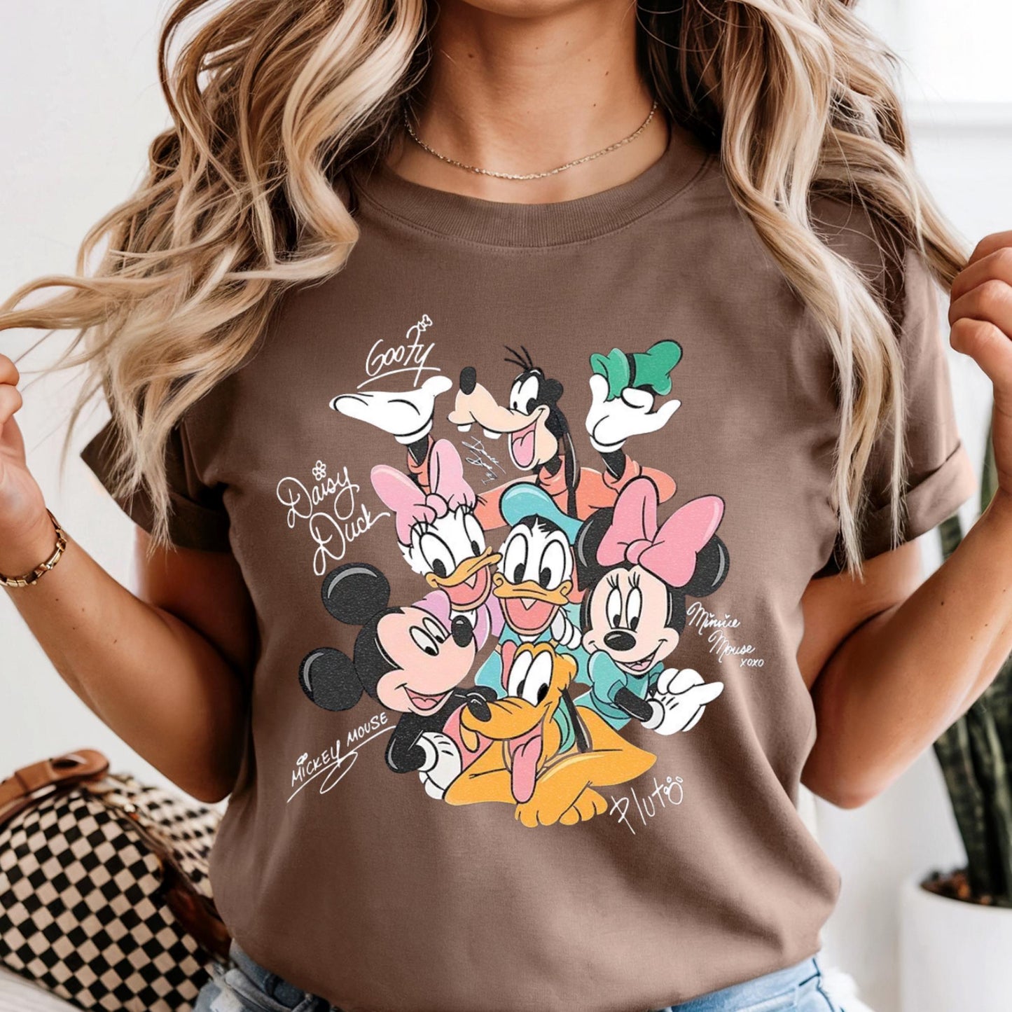 Comfort Colors® Mickey and Friends Signatures Shirt, Disney Characters Tee, Retro Mickey & Co Tshirt