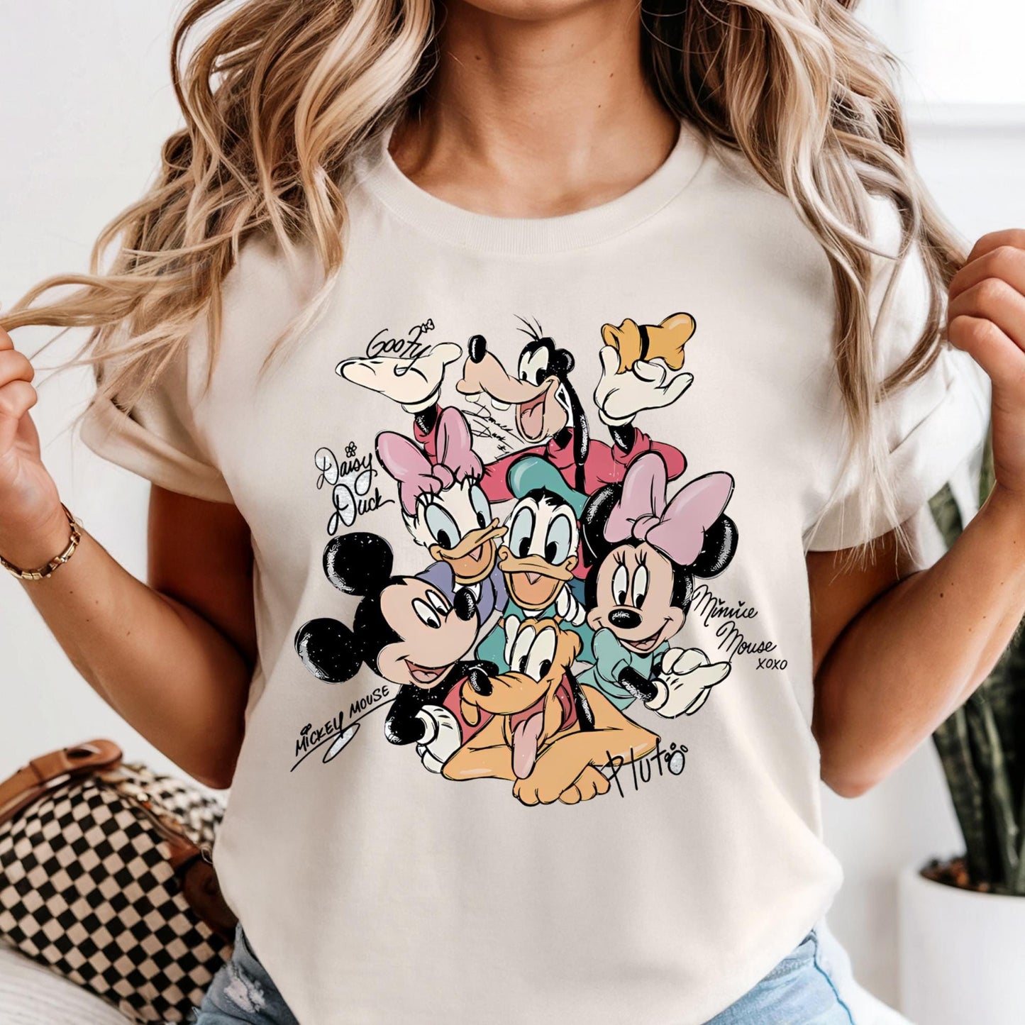 Comfort Colors® Mickey and Friends Signatures Shirt, Disney Characters Tee, Retro Mickey & Co Tshirt