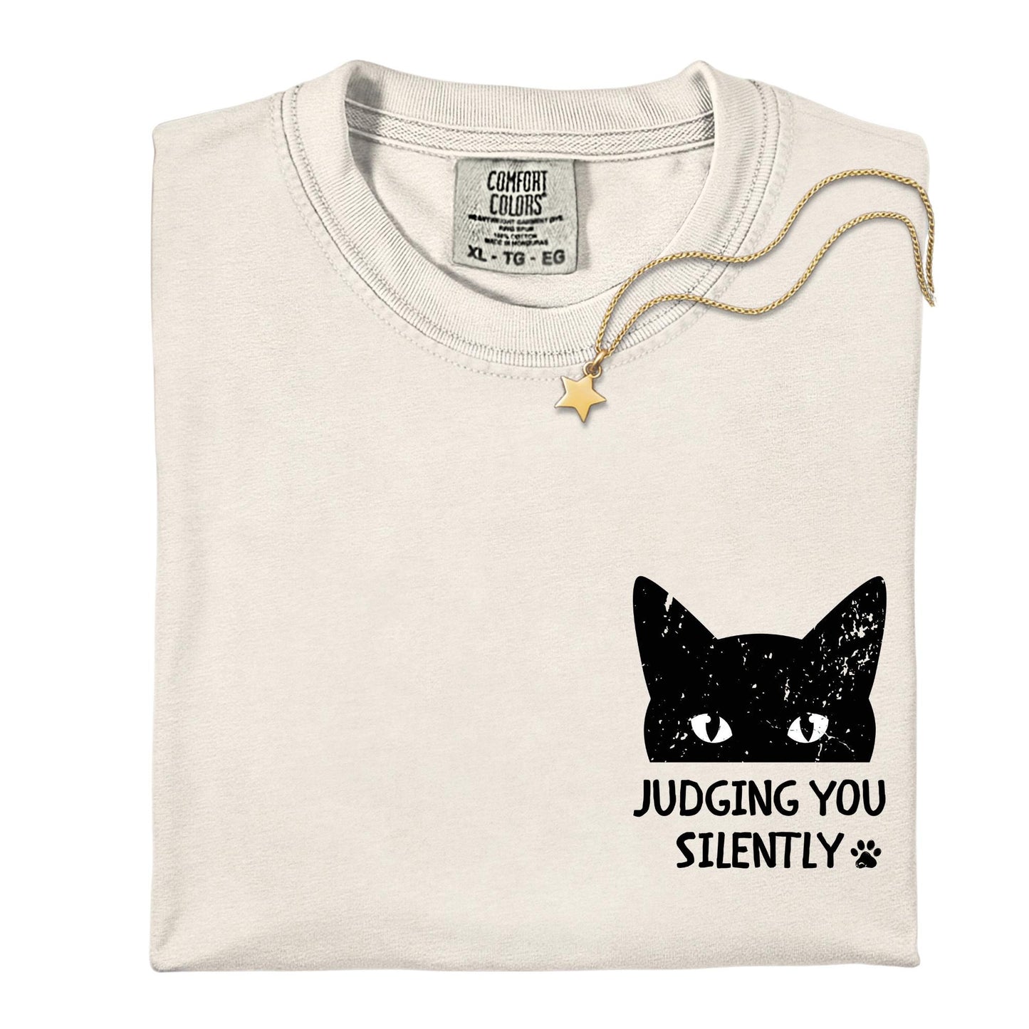 Custom Comfort Colors® Judging You Silently Cat Shirt, Sarcastic Cats Lover Tee, Funny Cat Mom Shirts, Animal Lover Gift