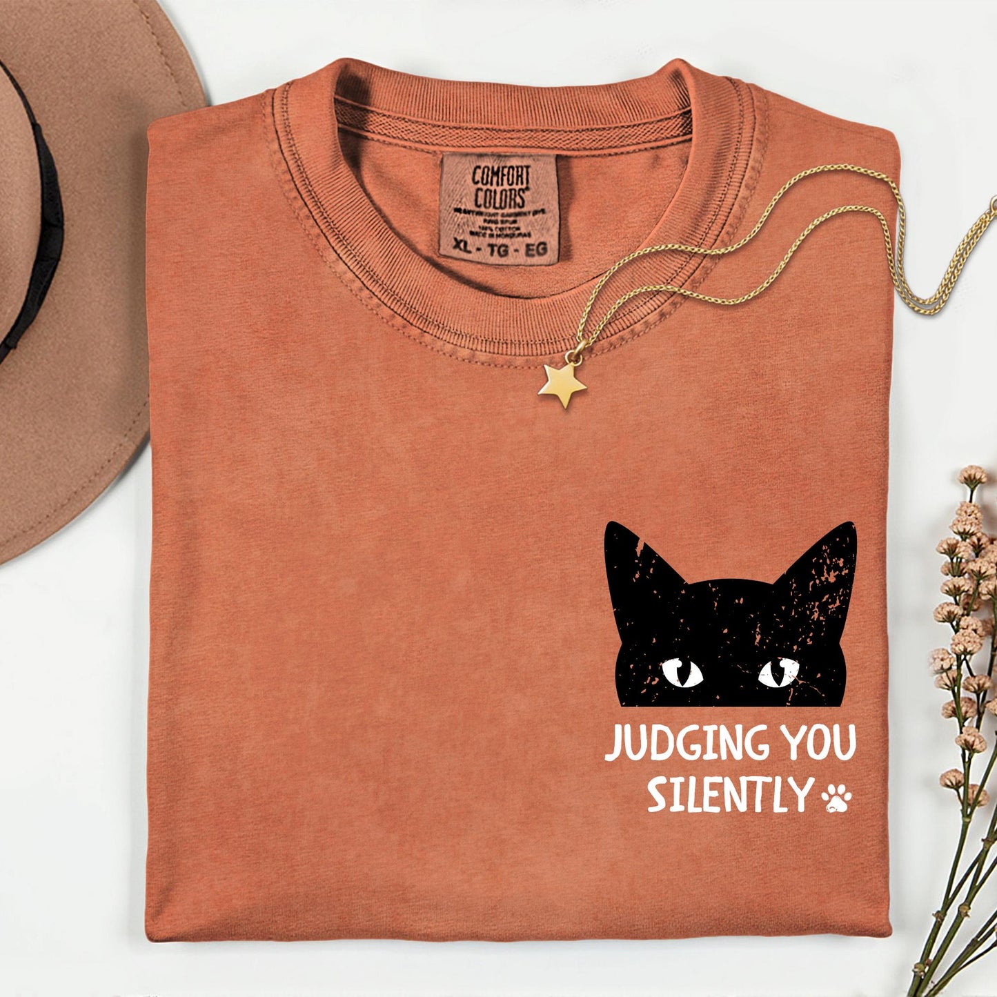 Custom Comfort Colors® Judging You Silently Cat Shirt, Sarcastic Cats Lover Tee, Funny Cat Mom Shirts, Animal Lover Gift