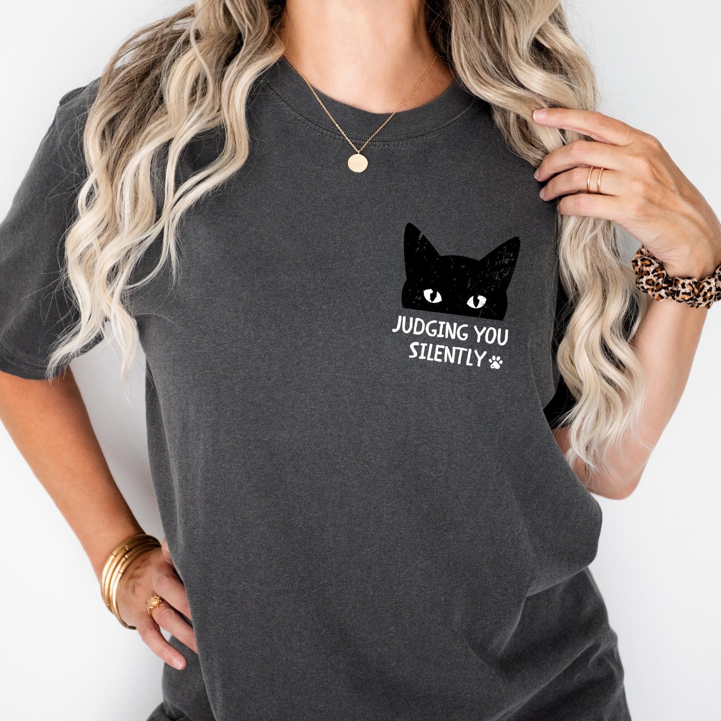 Custom Comfort Colors® Judging You Silently Cat Shirt, Sarcastic Cats Lover Tee, Funny Cat Mom Shirts, Animal Lover Gift