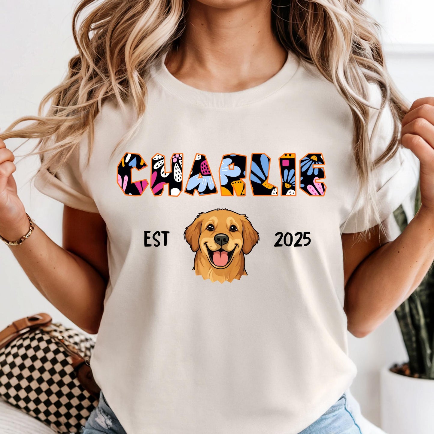Custom Comfort Colors® Dog Mom Shirt, Personalized 2 Sides Pet Portrait Tshirt, Customizable Cat Mom Dad Tee