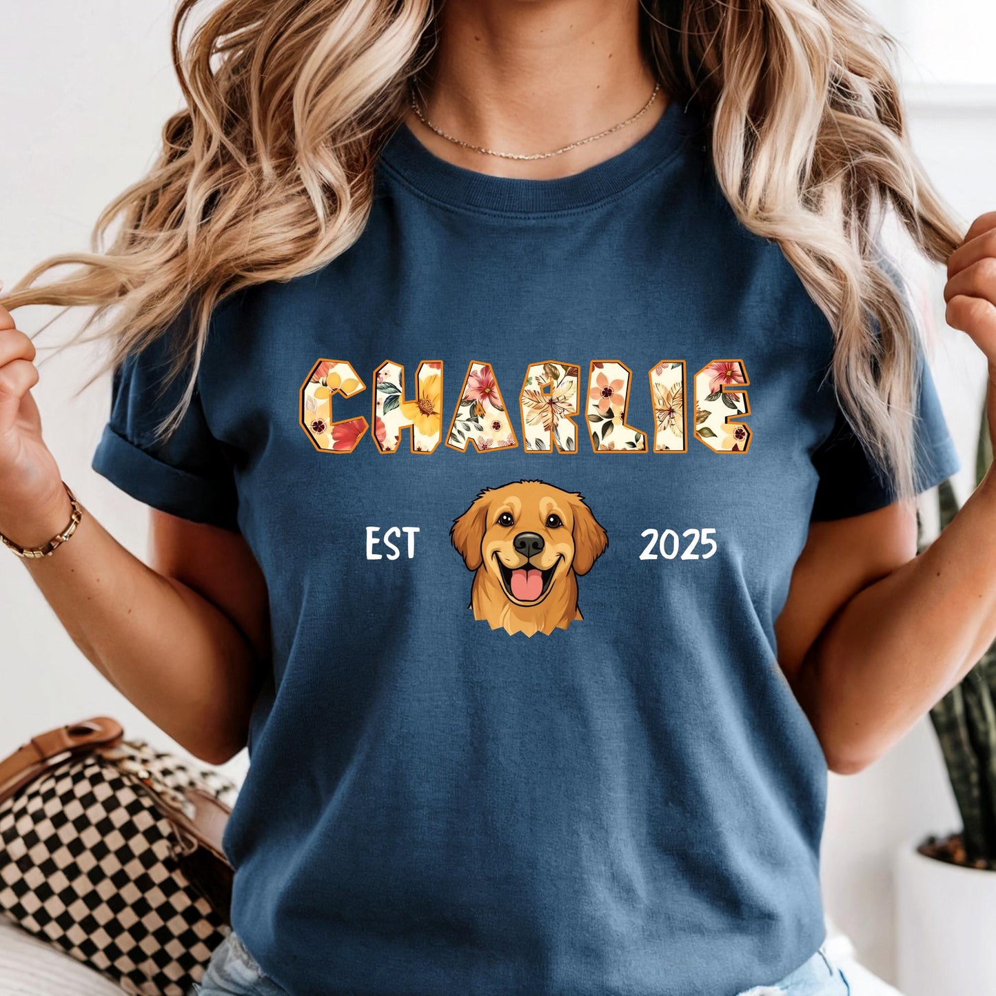 Custom Comfort Colors® Dog Mom Shirt, Personalized 2 Sides Pet Portrait Tshirt, Customizable Cat Mom Dad Tee