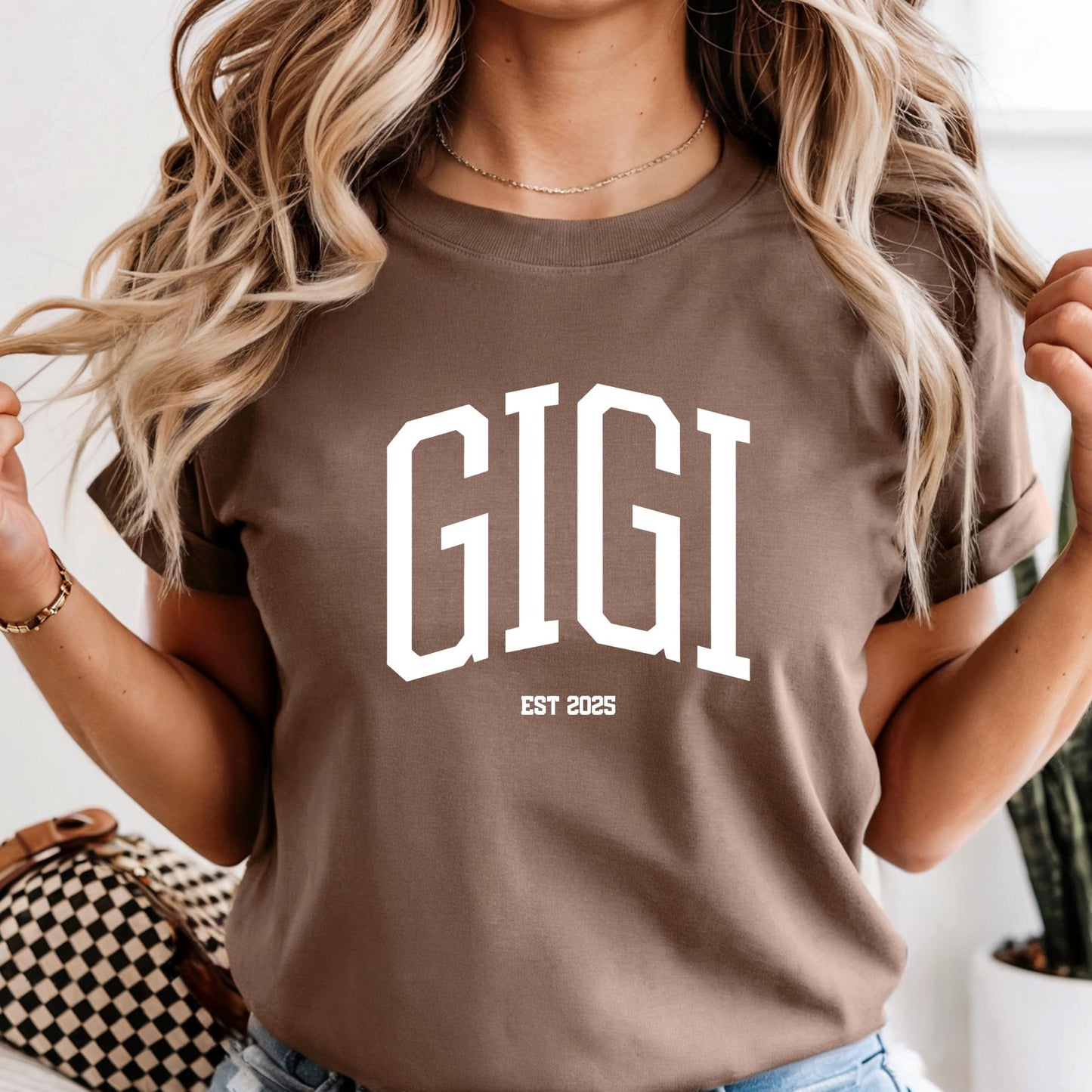 Custom Comfort Colors® Gigi Shirt, Personalized EST Date Grandma Tee, Gift For Grandmas, Pregnancy Reveal Outfit, Mother's Day Gifts