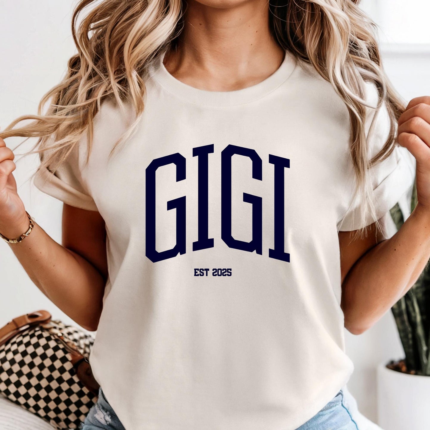 Custom Comfort Colors® Gigi Shirt, Personalized EST Date Grandma Tee, Gift For Grandmas, Pregnancy Reveal Outfit, Mother's Day Gifts