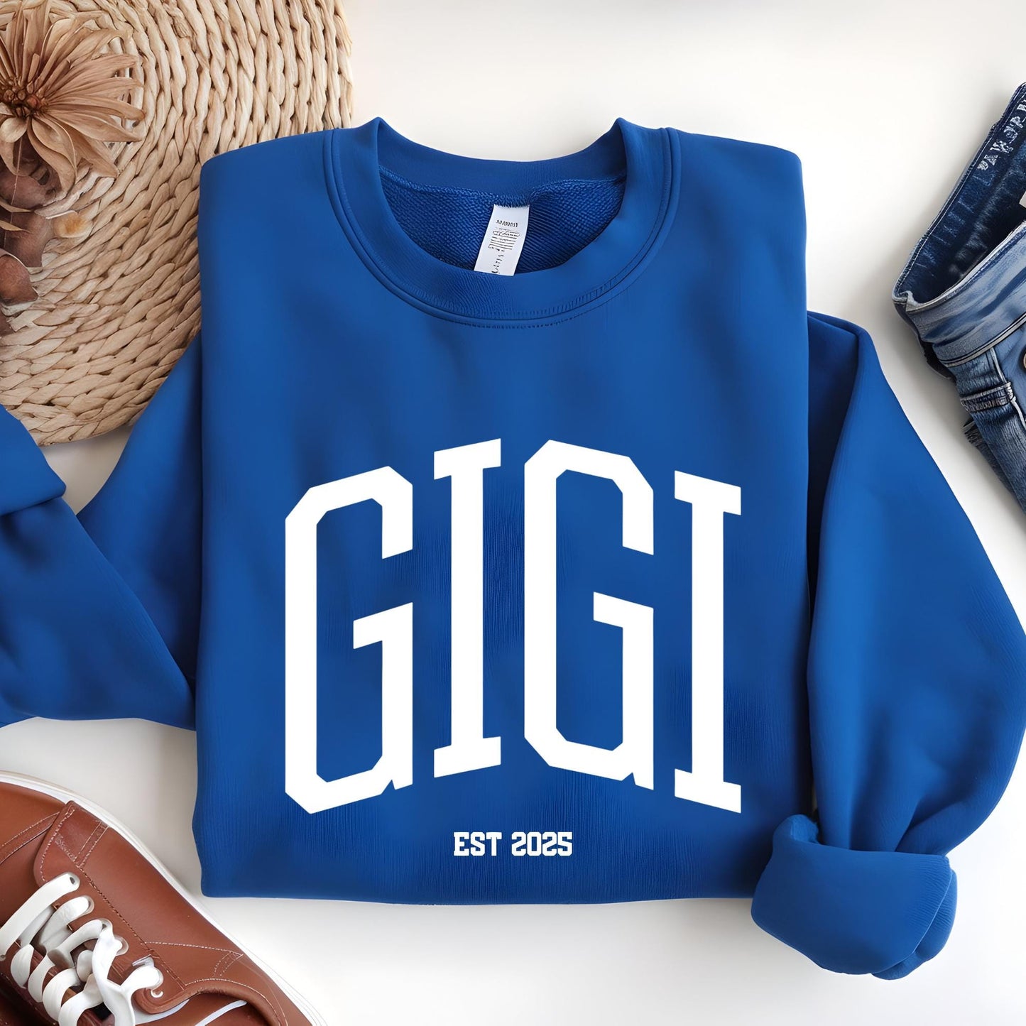 Custom Gigi Sweatshirt, Personalized EST Date Grandma Shirt, Pregnancy Reveal Outfit, New Grandma Crewneck, Mother's Day Gift