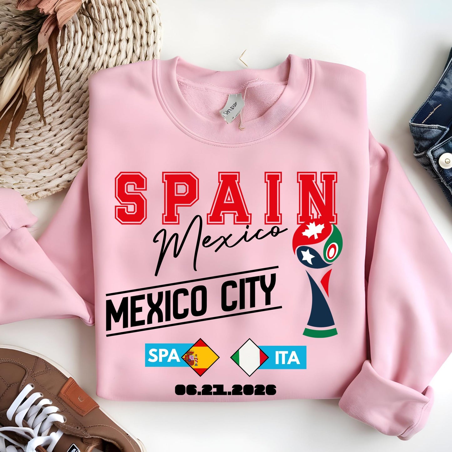 World Cup 2026 Sweatshirt, Custom Destination Sweat, Personalized Country Match Score United States Canada Mexico Hoodie