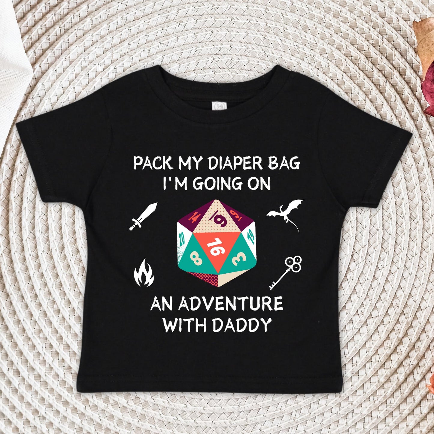 DND Baby Onesie® – Pack My Diaper Bag I’m Going on an Adventure With Daddy, Gamer Baby Gift, Dungeons & Dragons Bodysuit