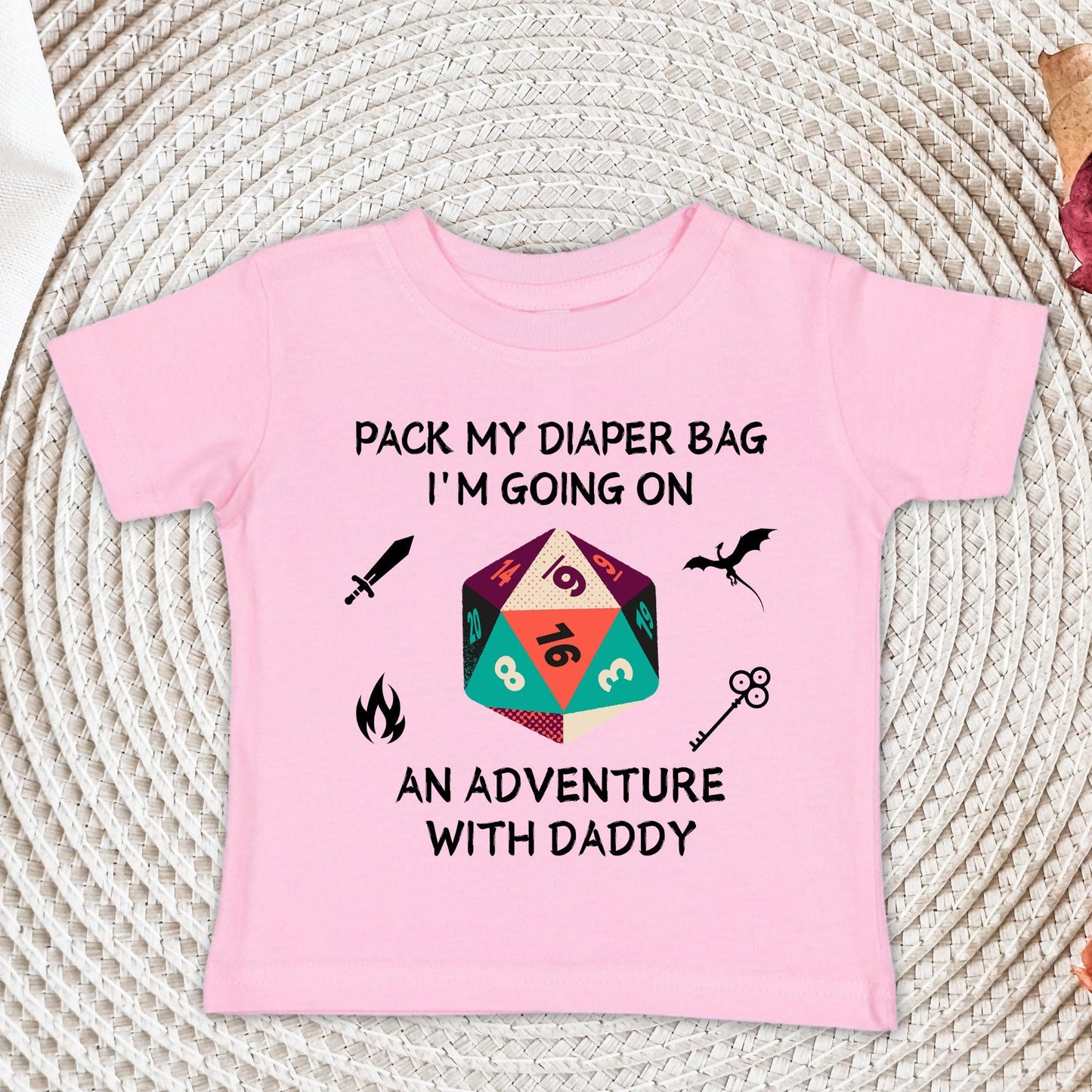 DND Baby Onesie® – Pack My Diaper Bag I’m Going on an Adventure With Daddy, Gamer Baby Gift, Dungeons & Dragons Bodysuit