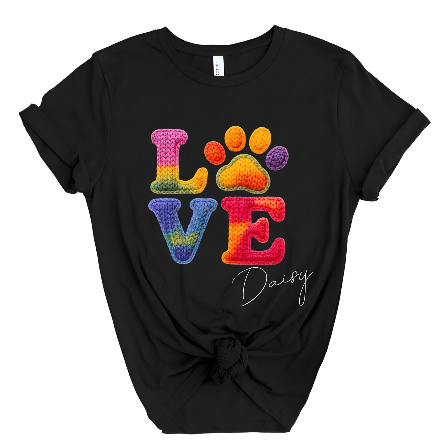 Personalized Faux Yarn Love Shirt Valentines Day Gift - Pet Lovers Knitting Tshirt Gifts For Her