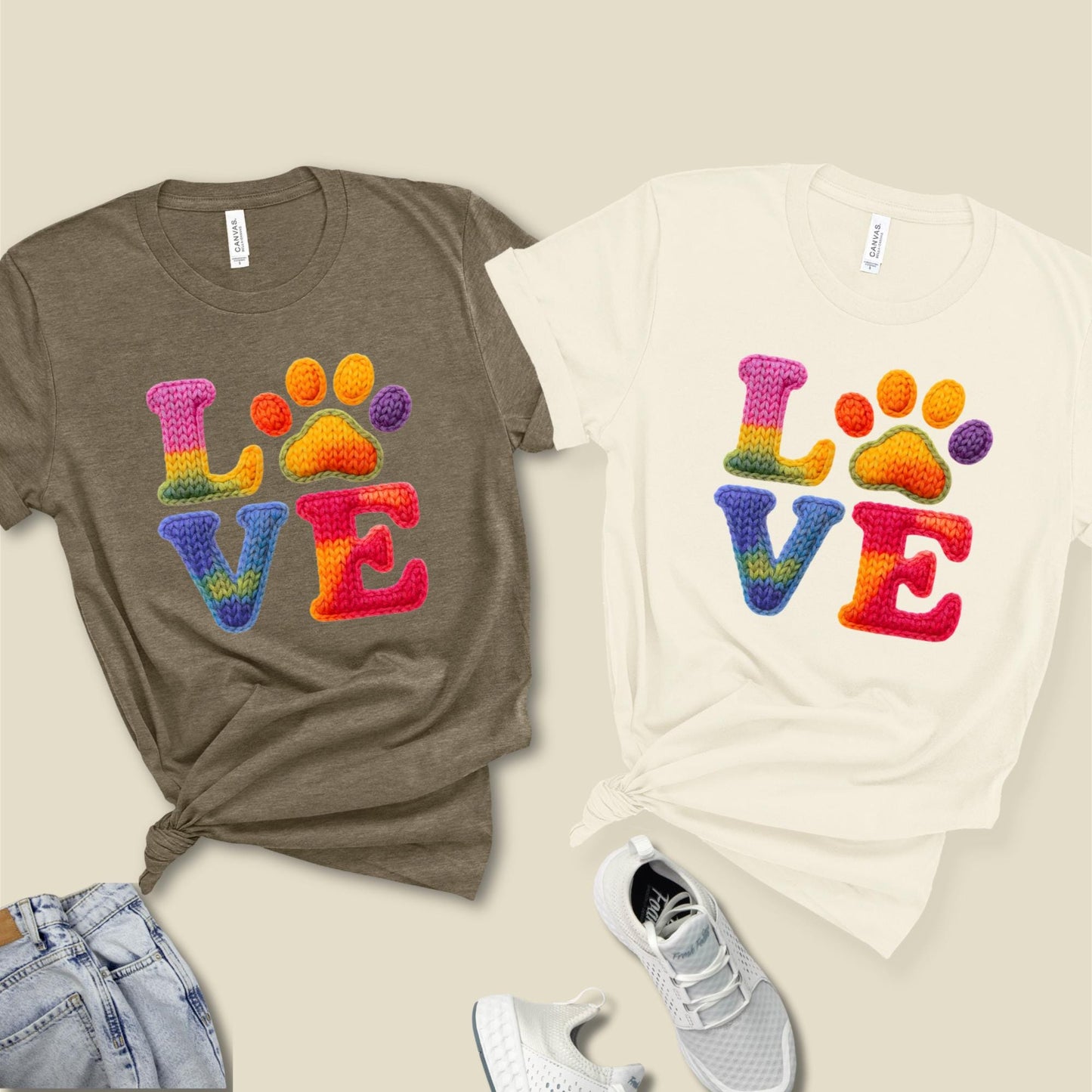 Personalized Faux Yarn Love Shirt Valentines Day Gift - Pet Lovers Knitting Tshirt Gifts For Her