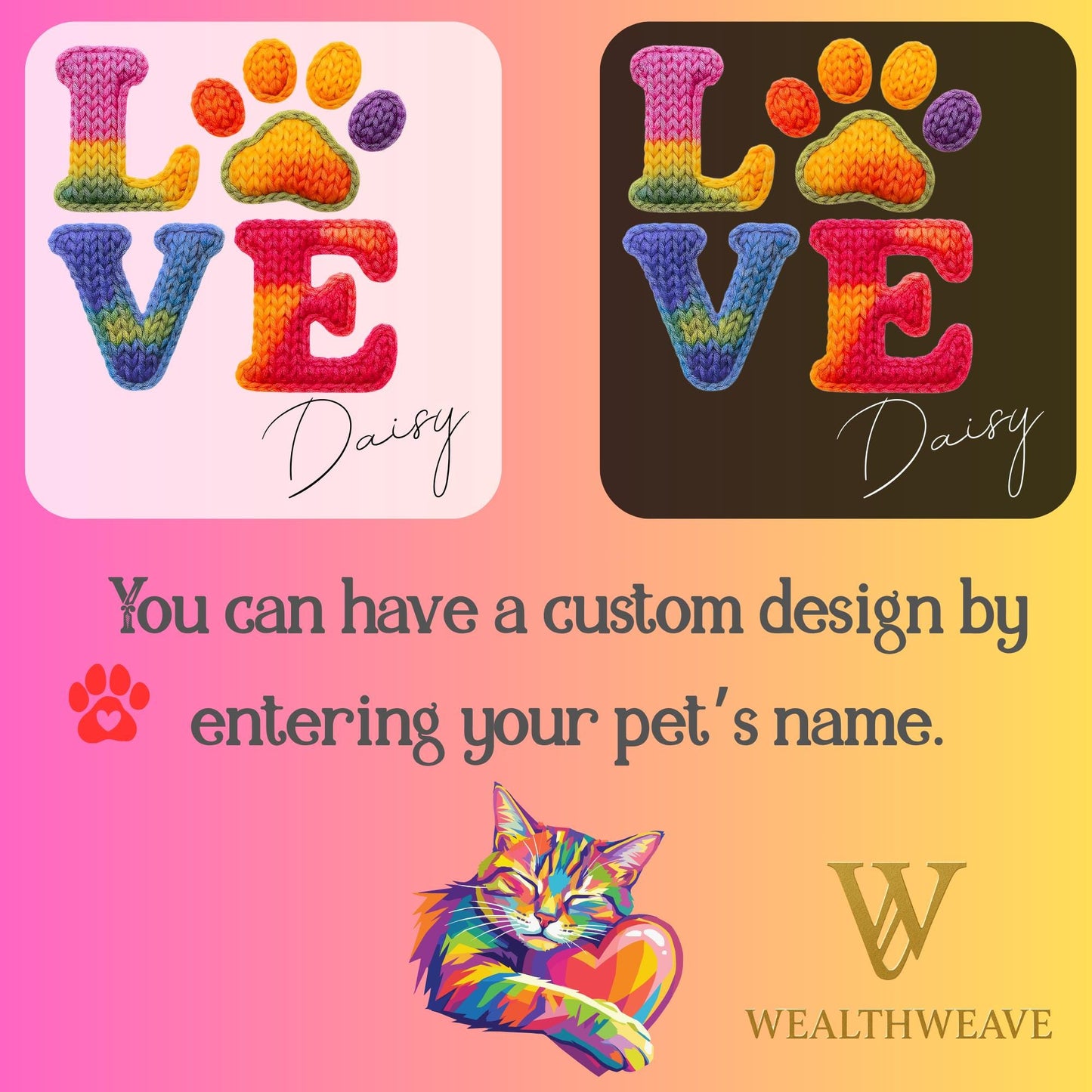 Custom Faux Yarn Love Sweatshirt Valentines Day Gift - Pet Lovers Knitting Hoodie Gifts For Her