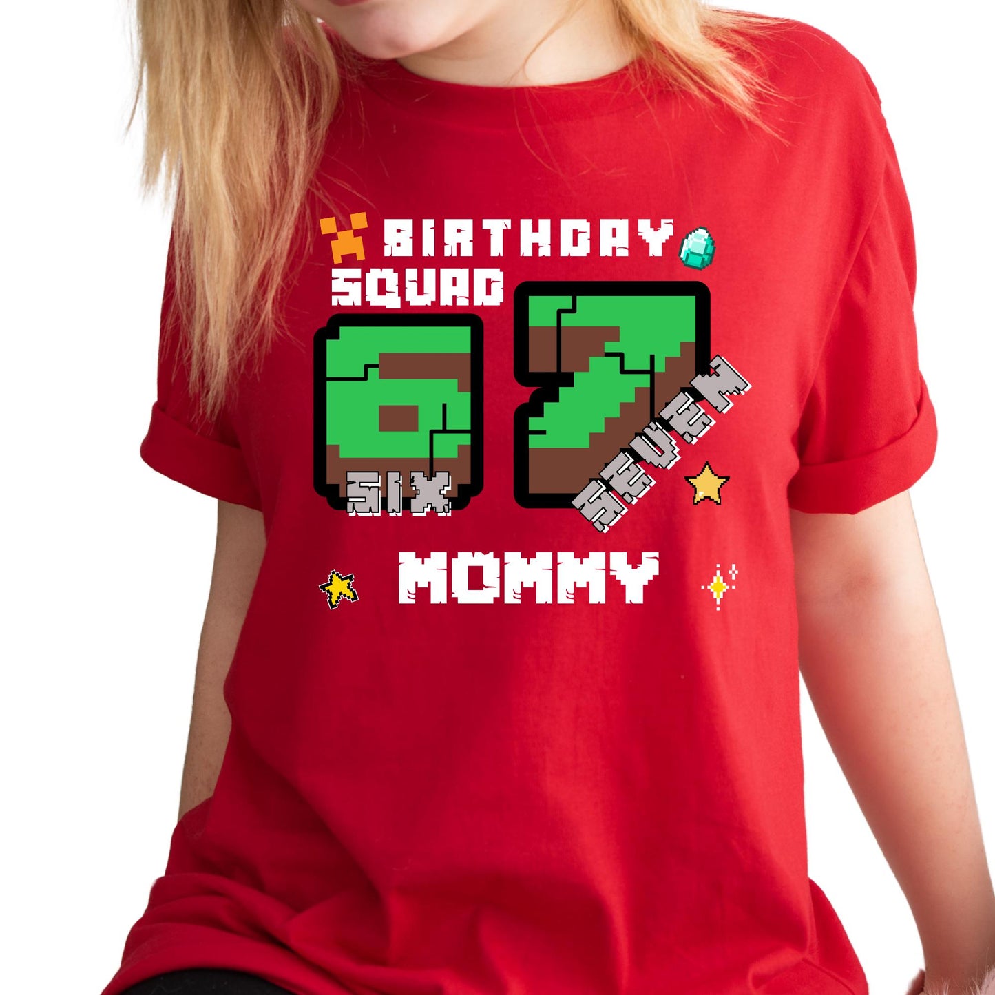 Custom Six Seven Game Kids Shirt, Family Matching 6 7 Gamer Birthday Squad Tshirt, 67 Meme Gift