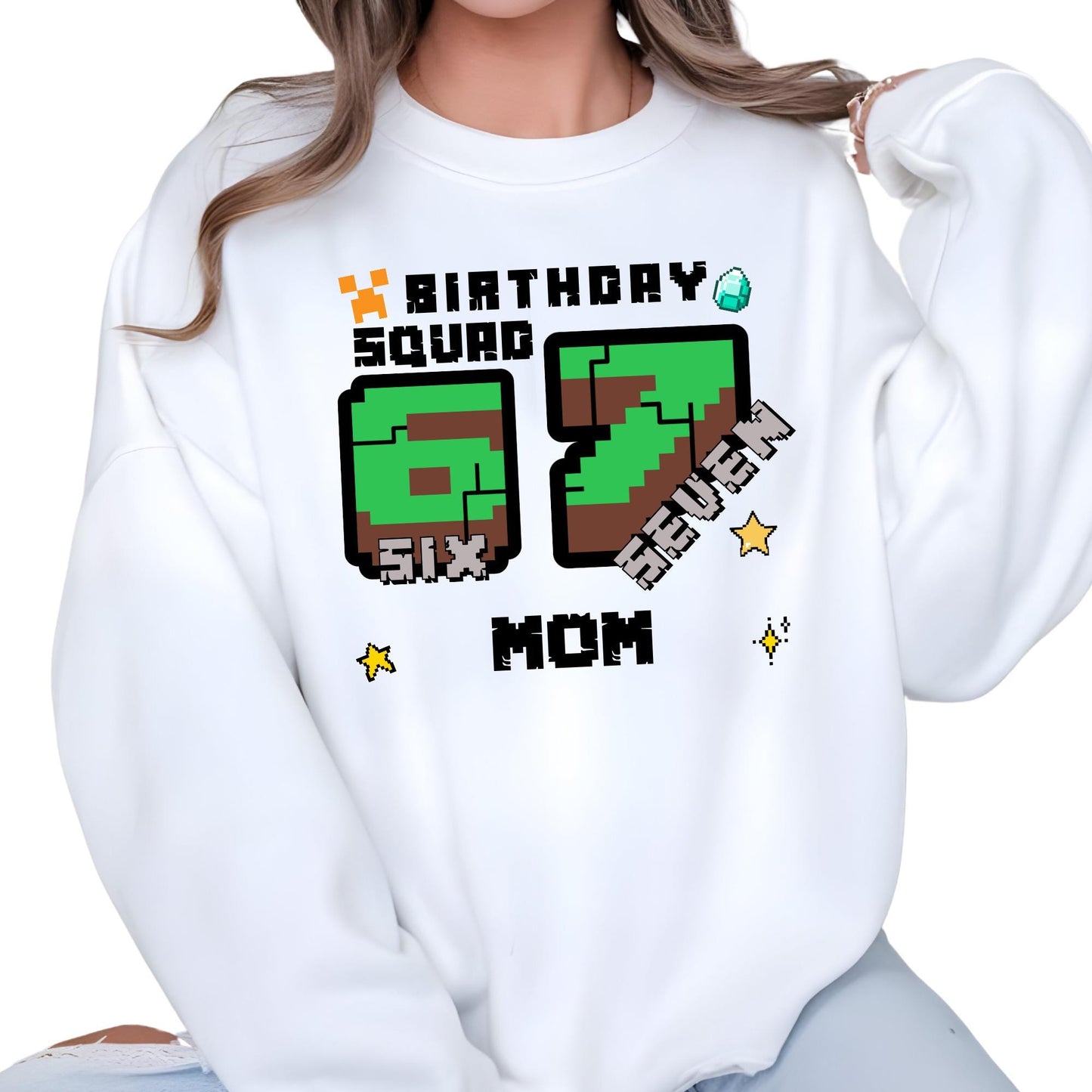 Personalized Gamer 6 7 Sweatshirt, I Was Six Now I Am Seven Birthday Squad Sweat, Pixel Meme Hoodie