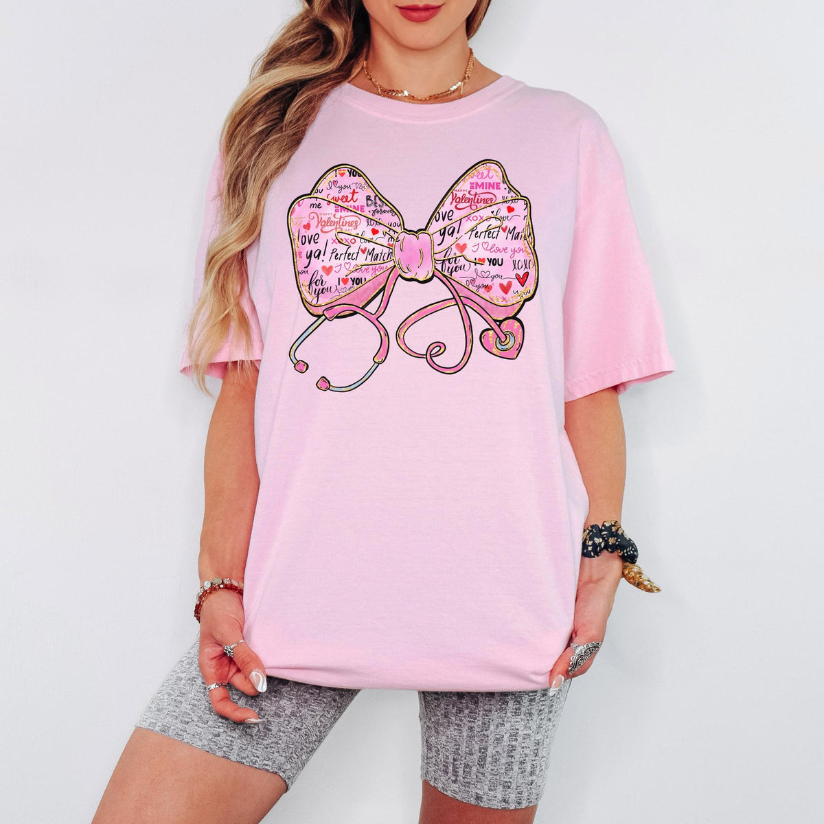 Comfort Colors®  Nurse Valentine’s Day Shirt, Coquette Stethoscope Bow Design, Cute ICU Nurse Valentine Gift, Nurse T shirt