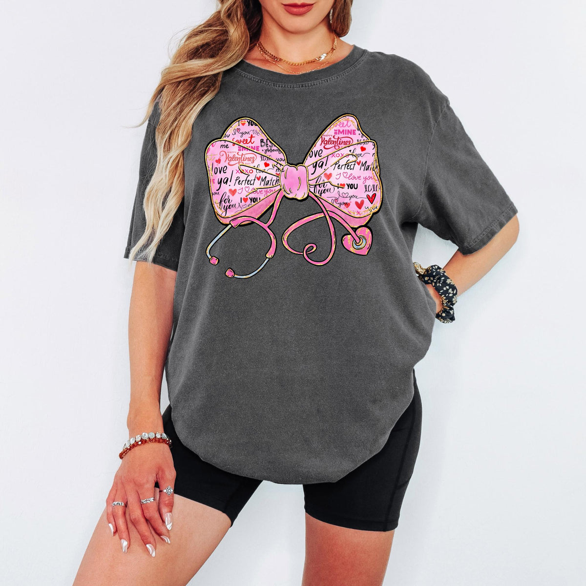 Comfort Colors®  Nurse Valentine’s Day Shirt, Coquette Stethoscope Bow Design, Cute ICU Nurse Valentine Gift, Nurse T shirt