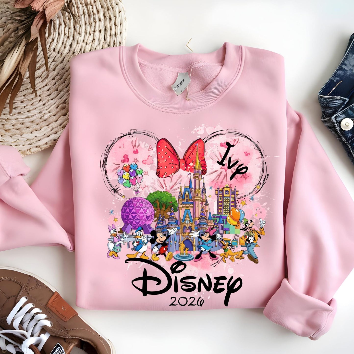 Personalized Disney Trip Sweatshirt, Custom Epcot Sweat, Mickey and Minnie Family Matching Hoodie