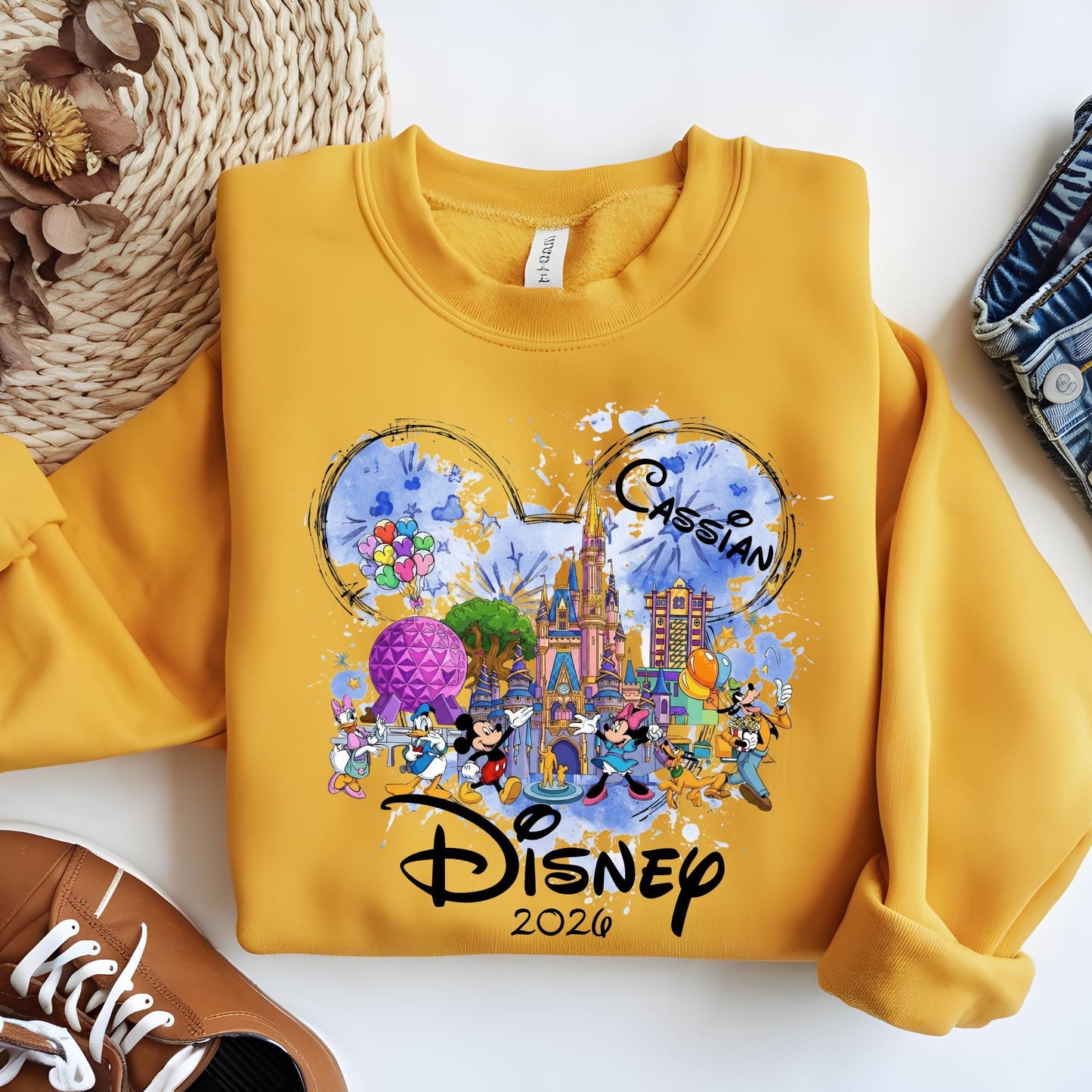 Personalized Disney Trip Sweatshirt, Custom Epcot Sweat, Mickey and Minnie Family Matching Hoodie