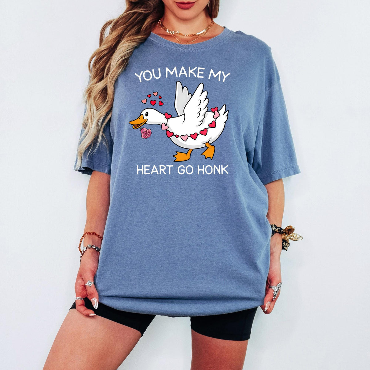 Comfort Colors® Valentine Goose Shirt, You Make My Heart Go Honk, Funny Romantic Goose Lover Gift, Cute Valentine Shirt