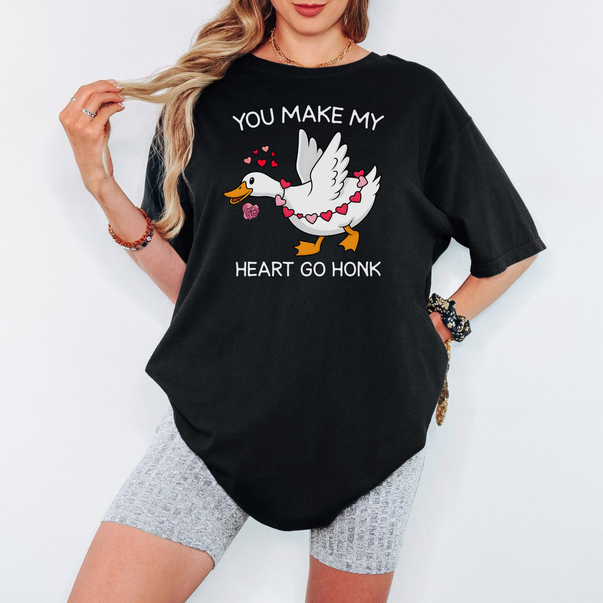 Comfort Colors® Valentine Goose Shirt, You Make My Heart Go Honk, Funny Romantic Goose Lover Gift, Cute Valentine Shirt