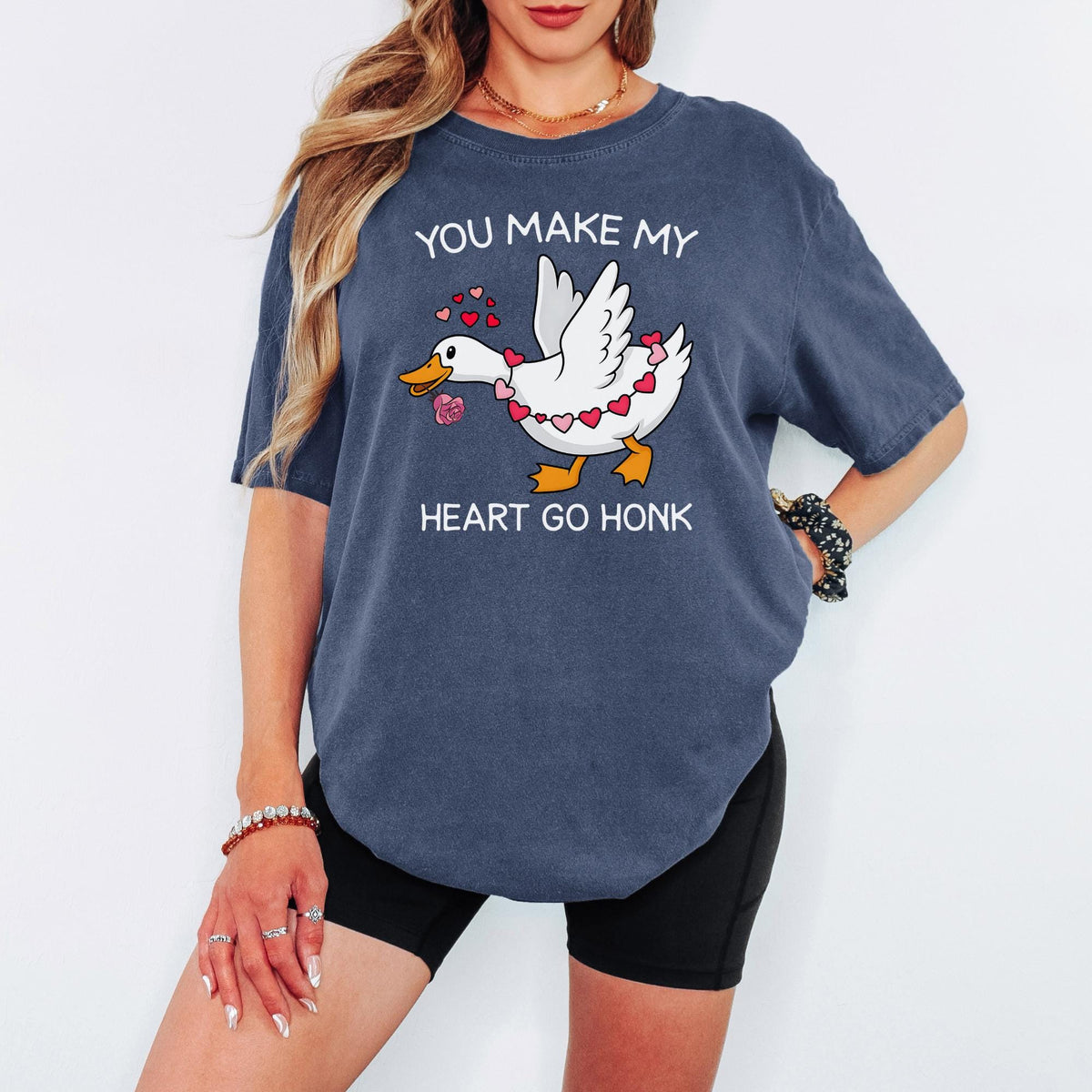 Comfort Colors® Valentine Goose Shirt, You Make My Heart Go Honk, Funny Romantic Goose Lover Gift, Cute Valentine Shirt