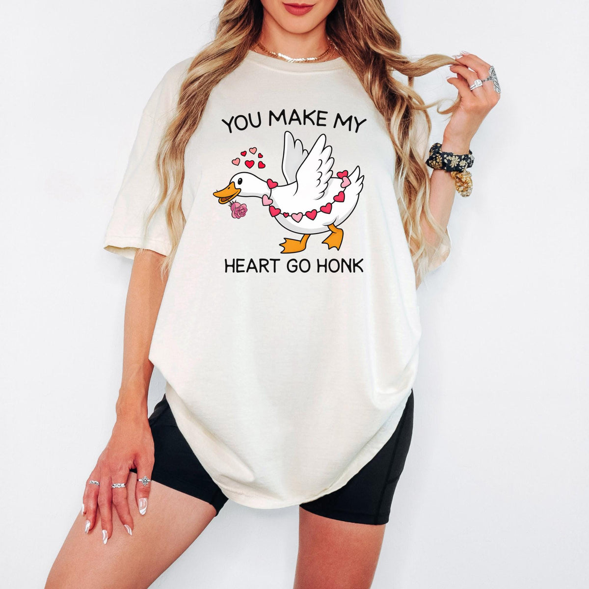 Comfort Colors® Valentine Goose Shirt, You Make My Heart Go Honk, Funny Romantic Goose Lover Gift, Cute Valentine Shirt