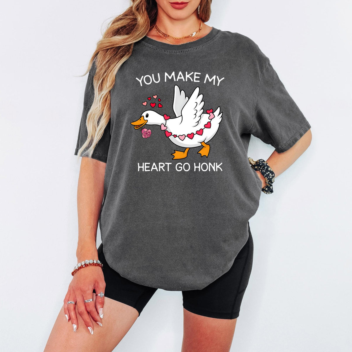 Comfort Colors® Valentine Goose Shirt, You Make My Heart Go Honk, Funny Romantic Goose Lover Gift, Cute Valentine Shirt