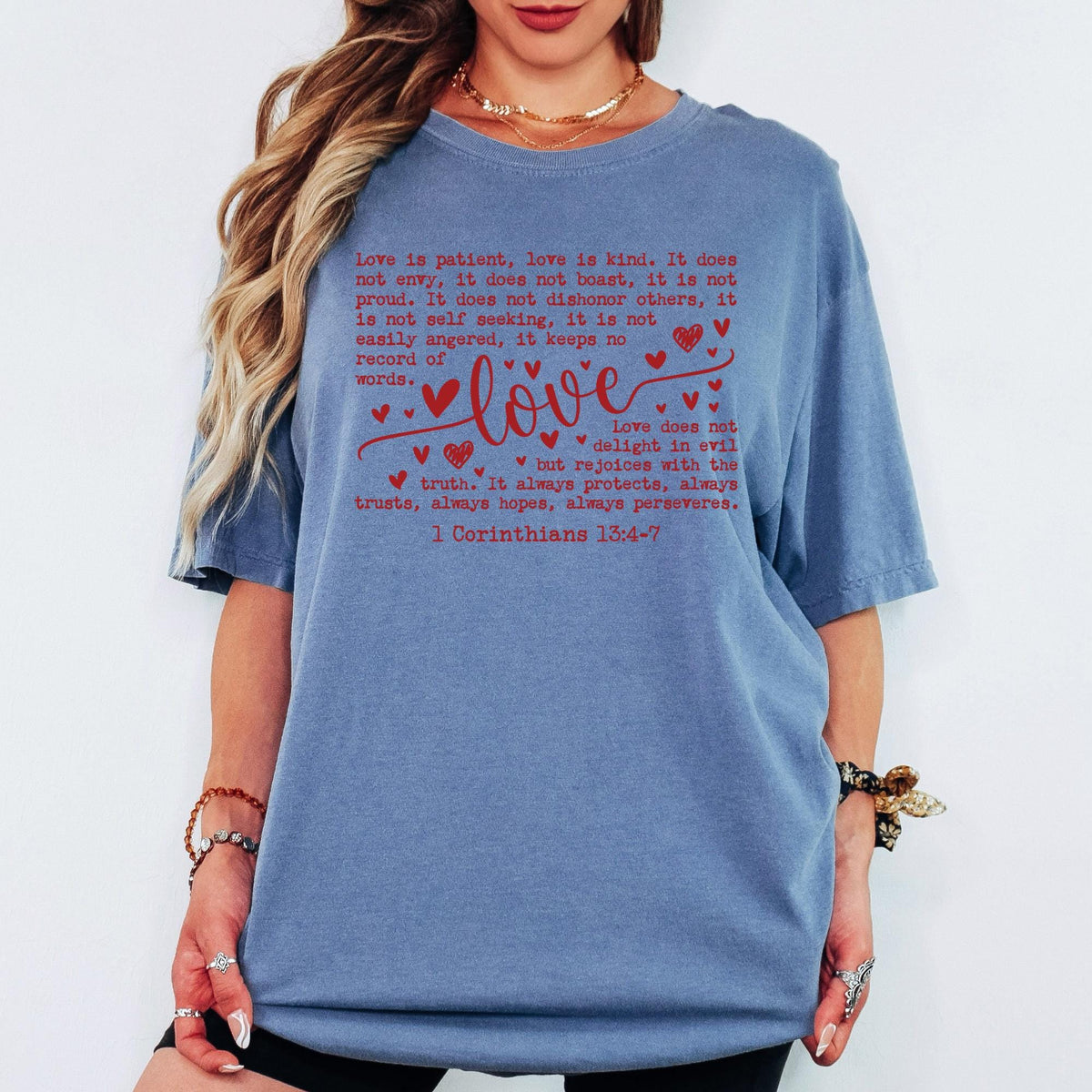 Comfort Colors® Christian Valentine Shirt, Love 1 Corinthians Graphic Tee, Vintage Heart Faith Design, Valentine Gift for Her