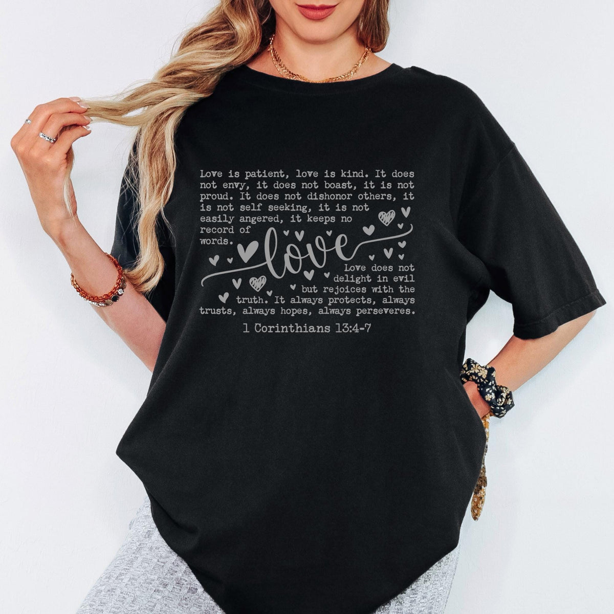 Comfort Colors® Christian Valentine Shirt, Love 1 Corinthians Graphic Tee, Vintage Heart Faith Design, Valentine Gift for Her