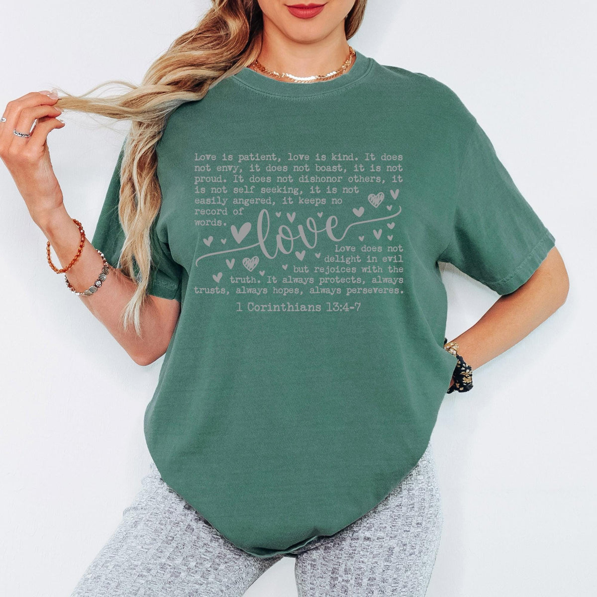 Comfort Colors® Christian Valentine Shirt, Love 1 Corinthians Graphic Tee, Vintage Heart Faith Design, Valentine Gift for Her